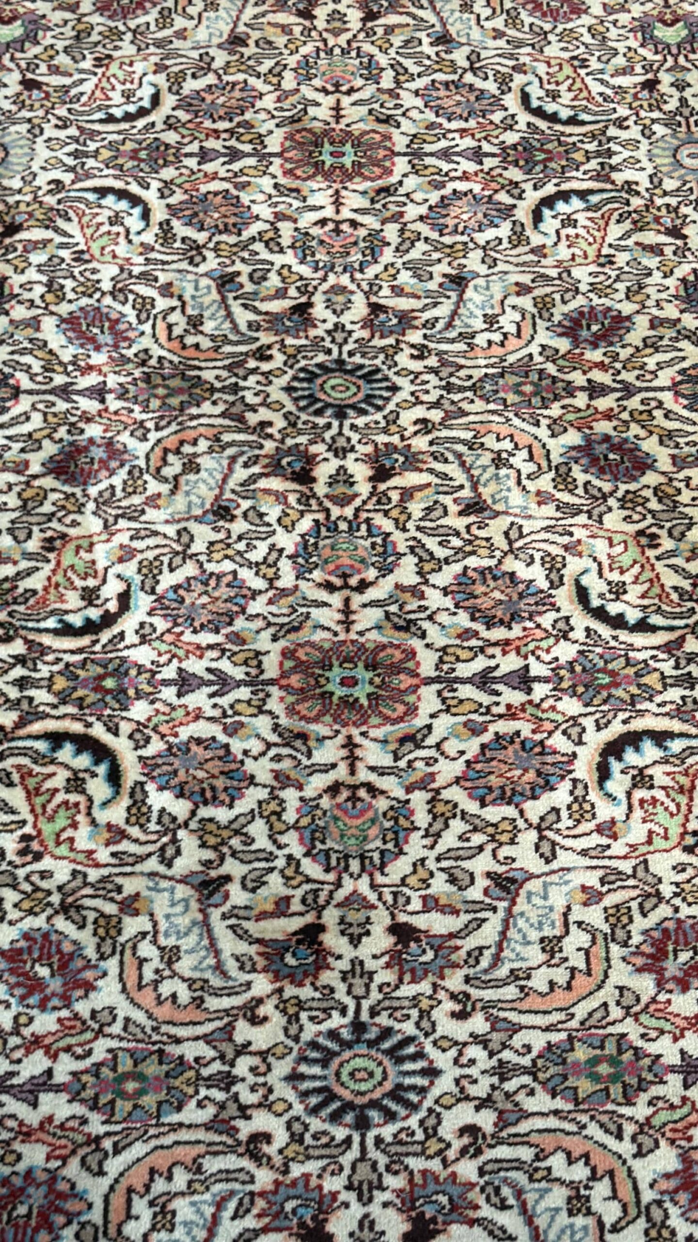 Vintage Hereke Turkish Rug 9×12 ft – Hand Knotted Wool Area Rug – Vegetable Dye Turkish Carpet – 1980s