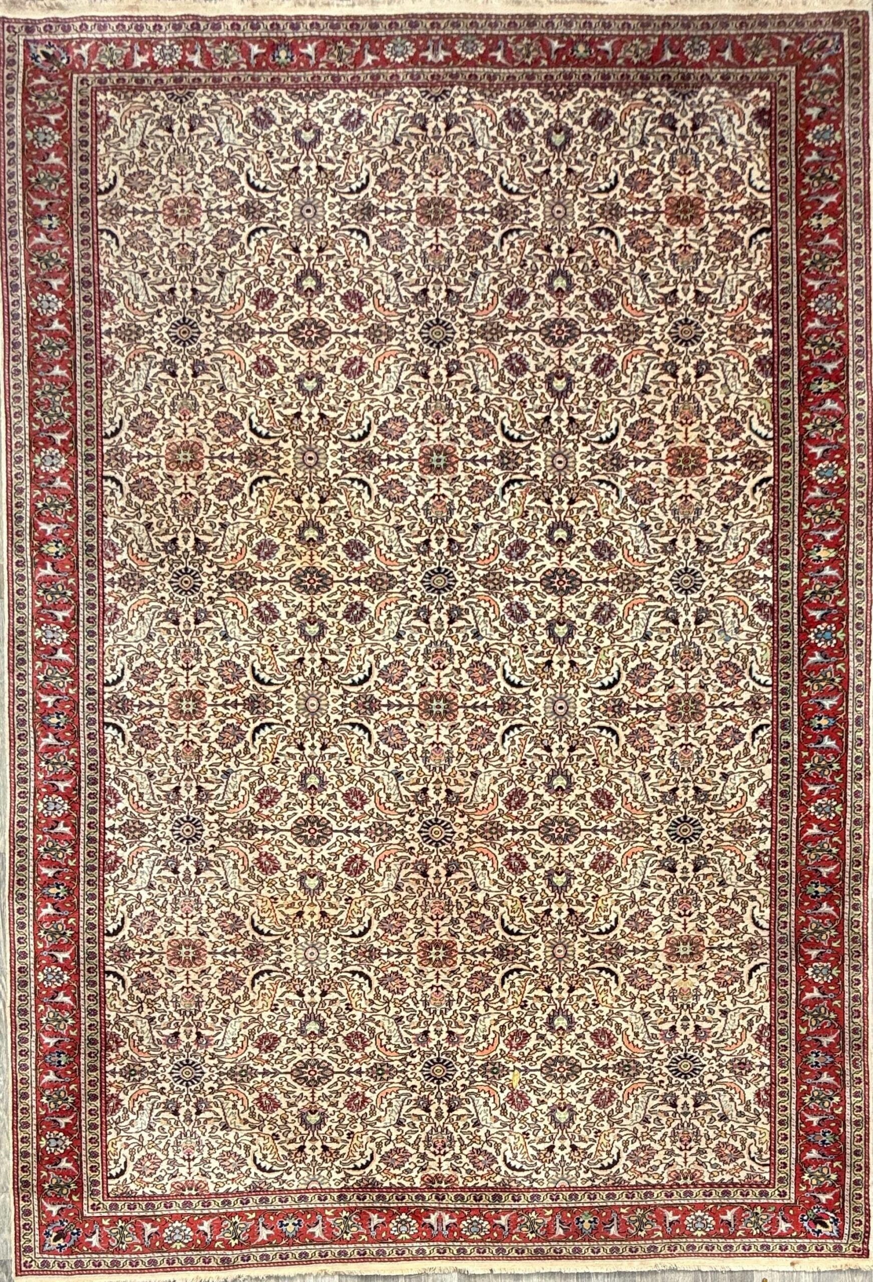 Vintage Hereke Turkish Rug 9×12 ft – Hand Knotted Wool Area Rug – Vegetable Dye Turkish Carpet – 1980s