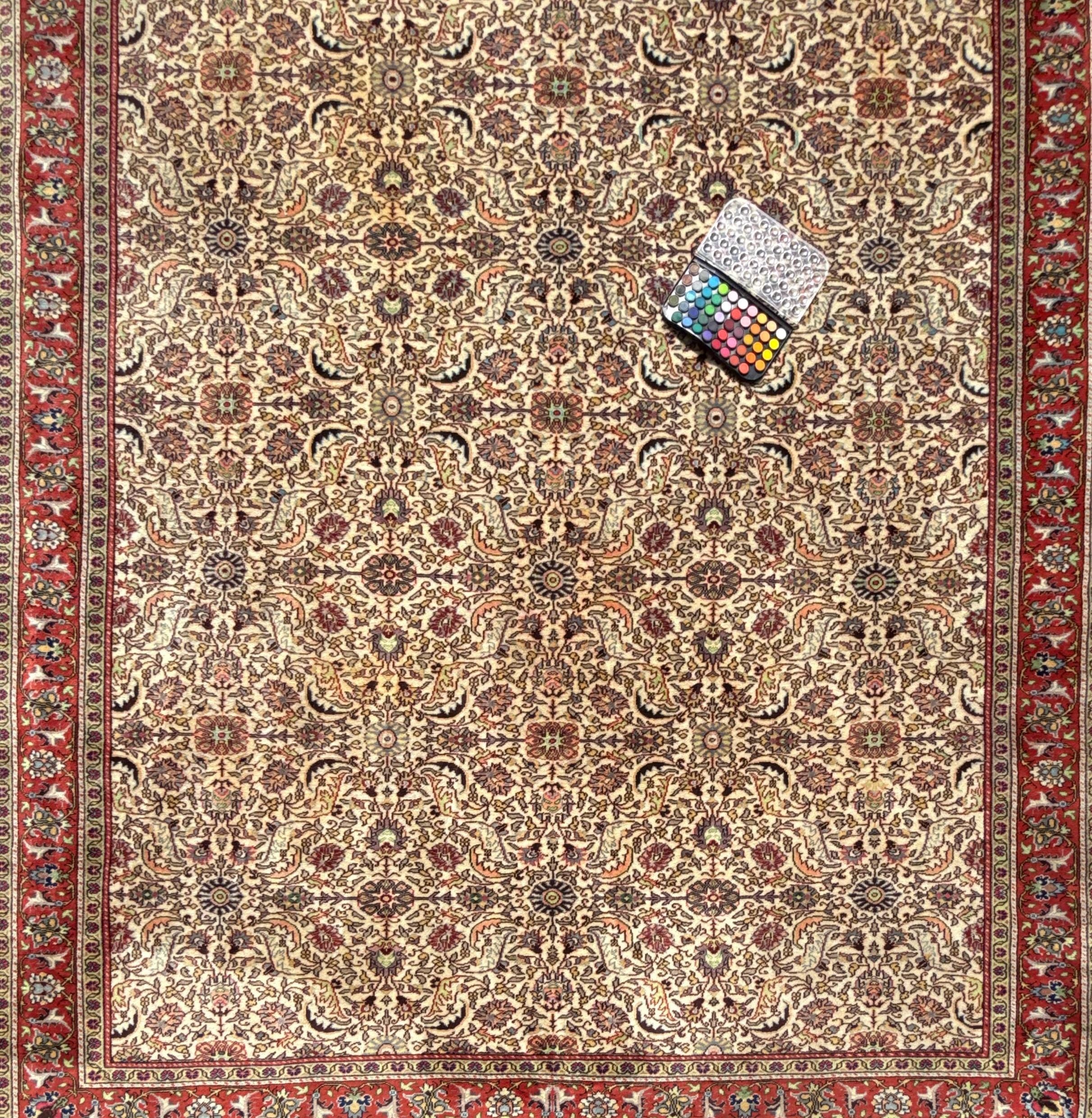Vintage Hereke Turkish Rug 9×12 ft – Hand Knotted Wool Area Rug – Vegetable Dye Turkish Carpet – 1980s