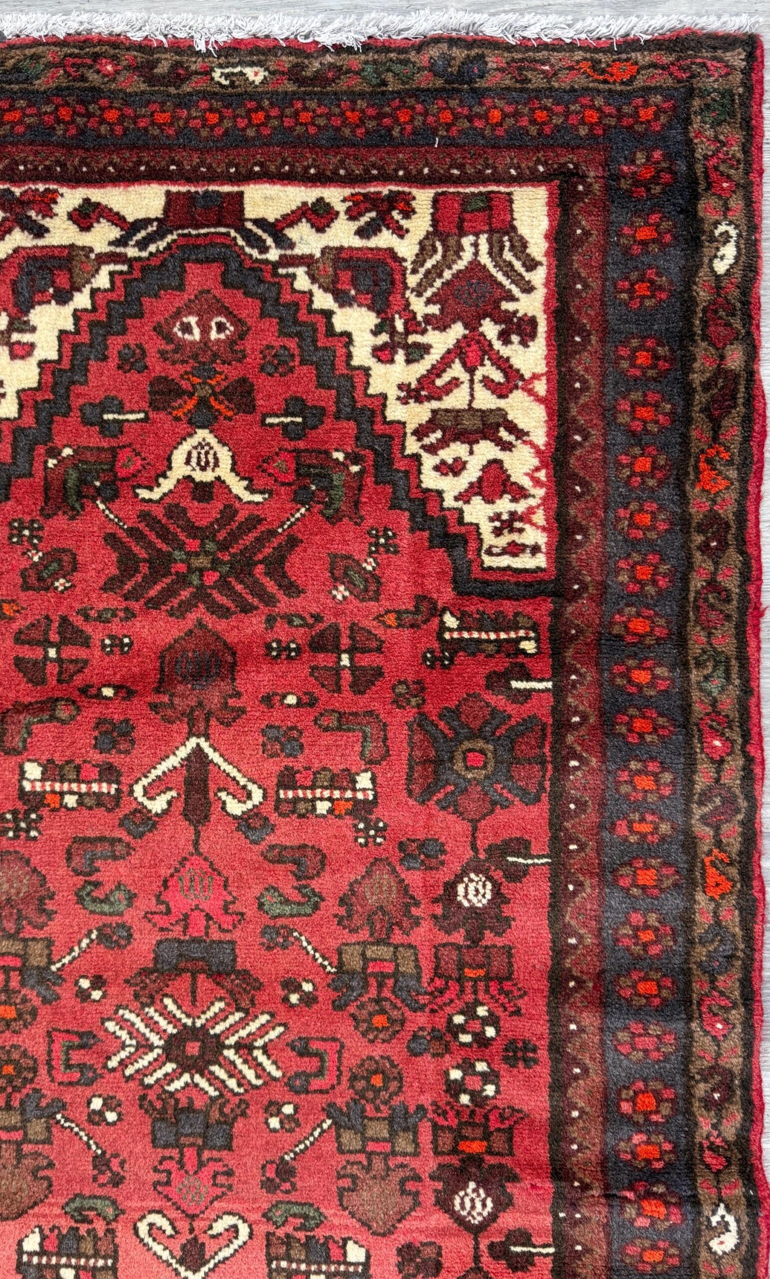 Vintage Turkish Anatolian Rug 3×5 ft Hand Knotted Wool Tribal Geometric Rug 1960s