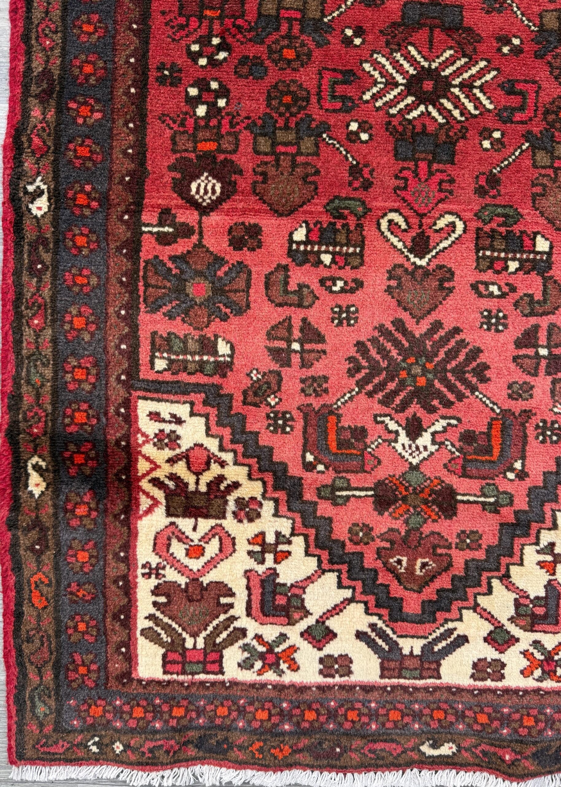 Vintage Turkish Anatolian Rug 3×5 ft Hand Knotted Wool Tribal Geometric Rug 1960s
