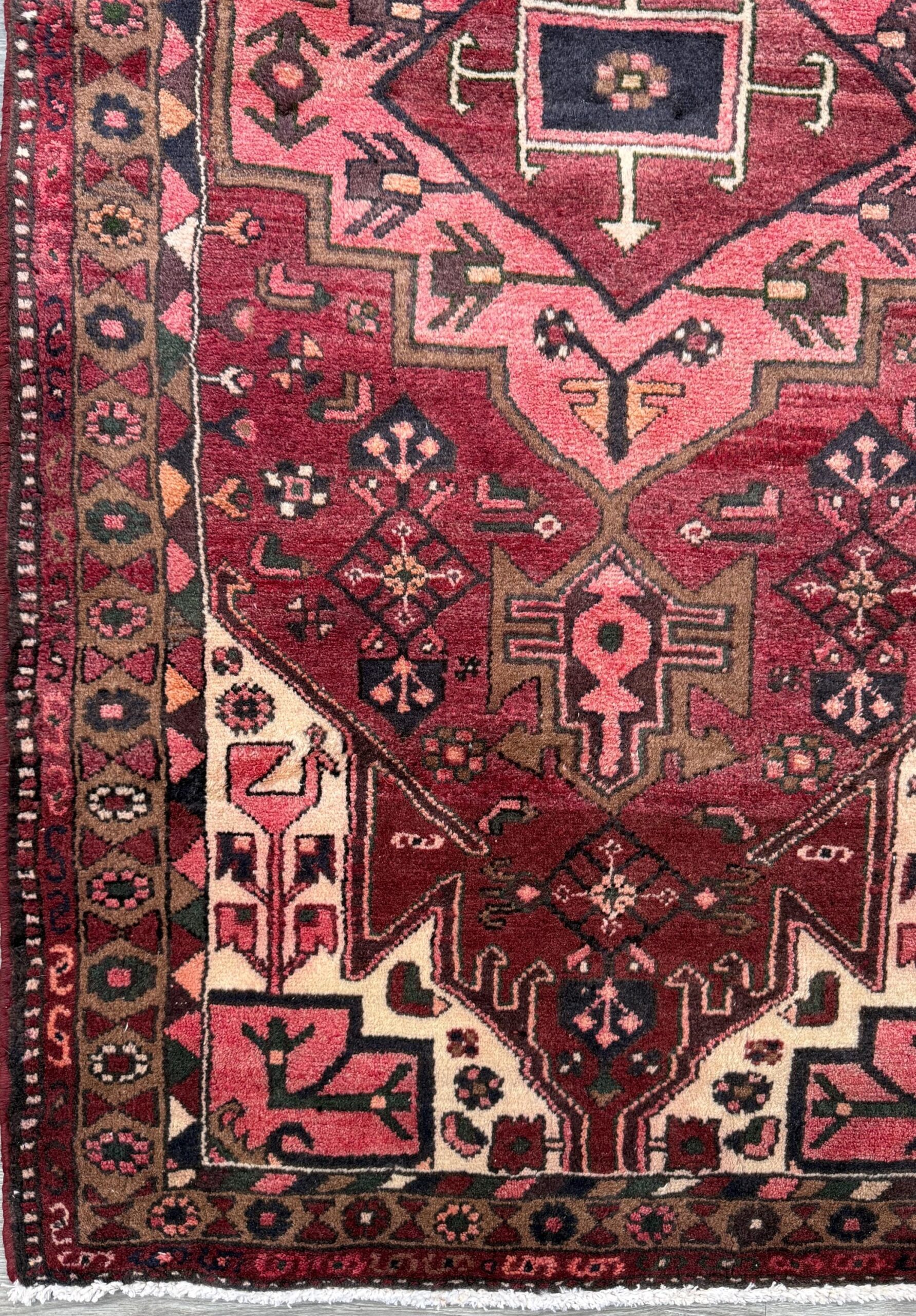 Vintage Turkish Rug 3.3×6.7 ft Hand Knotted Anatolian Tribal Geometric Rug 1960s