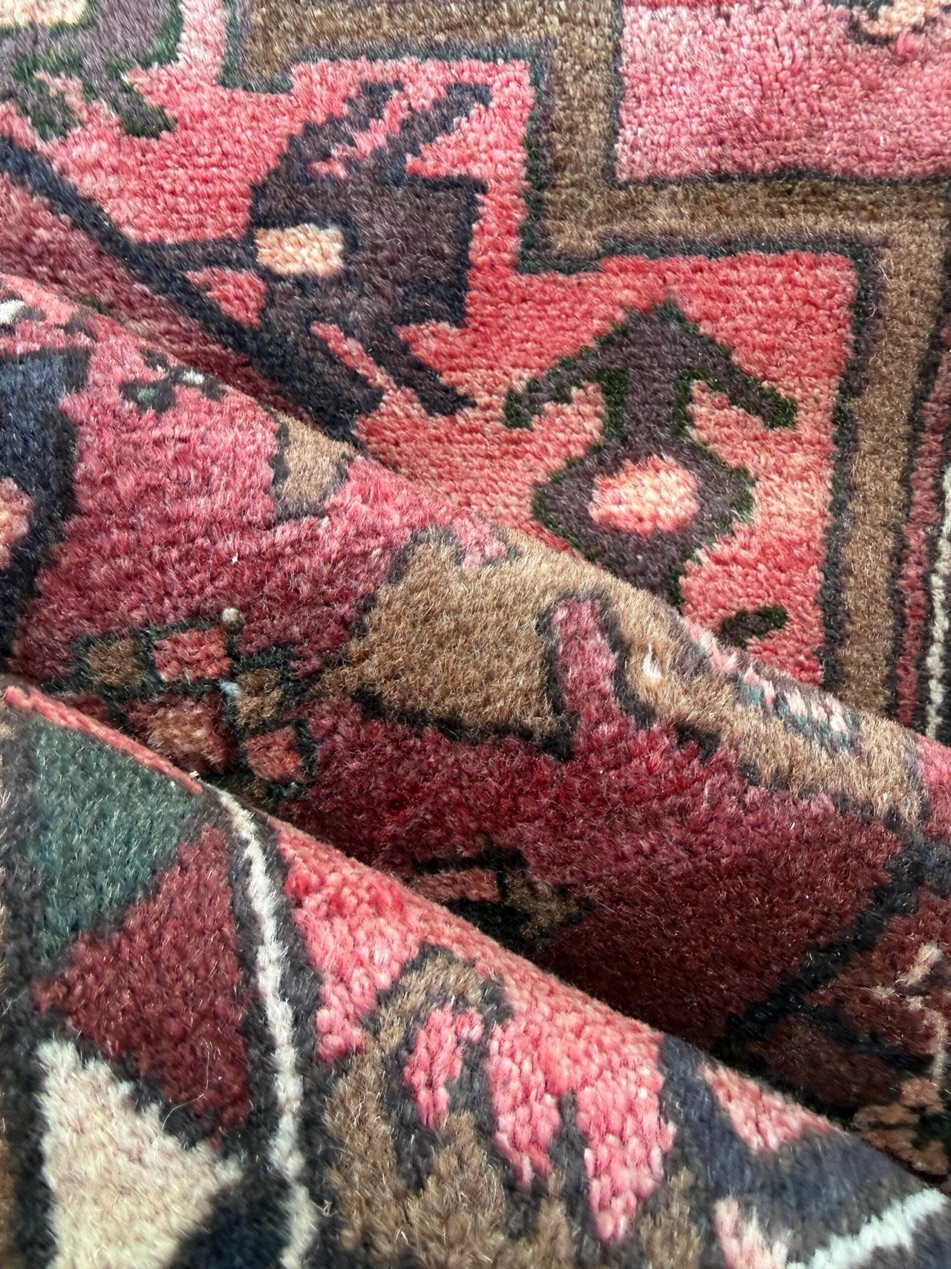 Vintage Turkish Rug 3.3×6.7 ft Hand Knotted Anatolian Tribal Geometric Rug 1960s