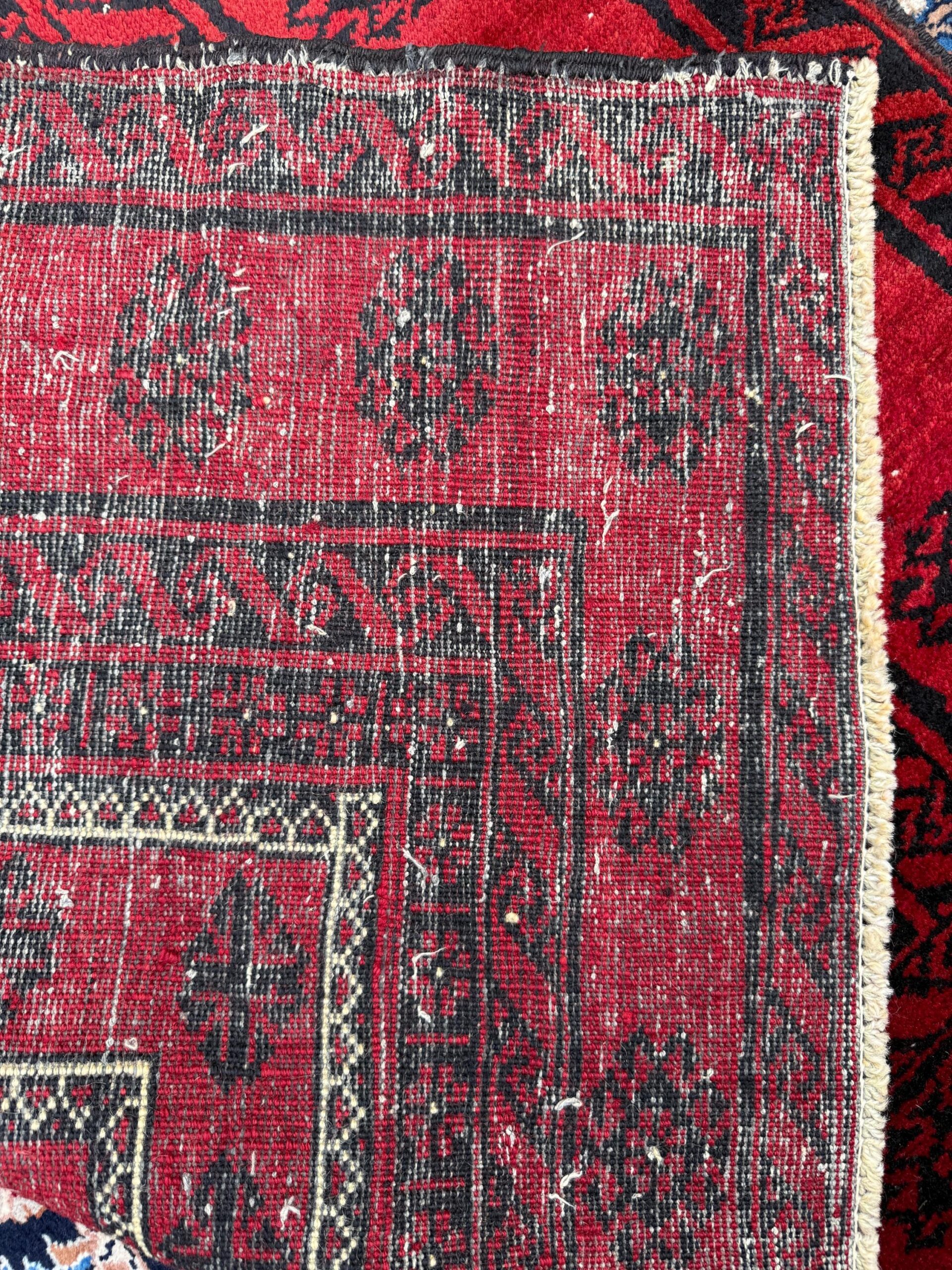 Vintage Hand-Knotted Wool Rug – 4.4×8.3 ft Geometric Tribal Anatolian Carpet