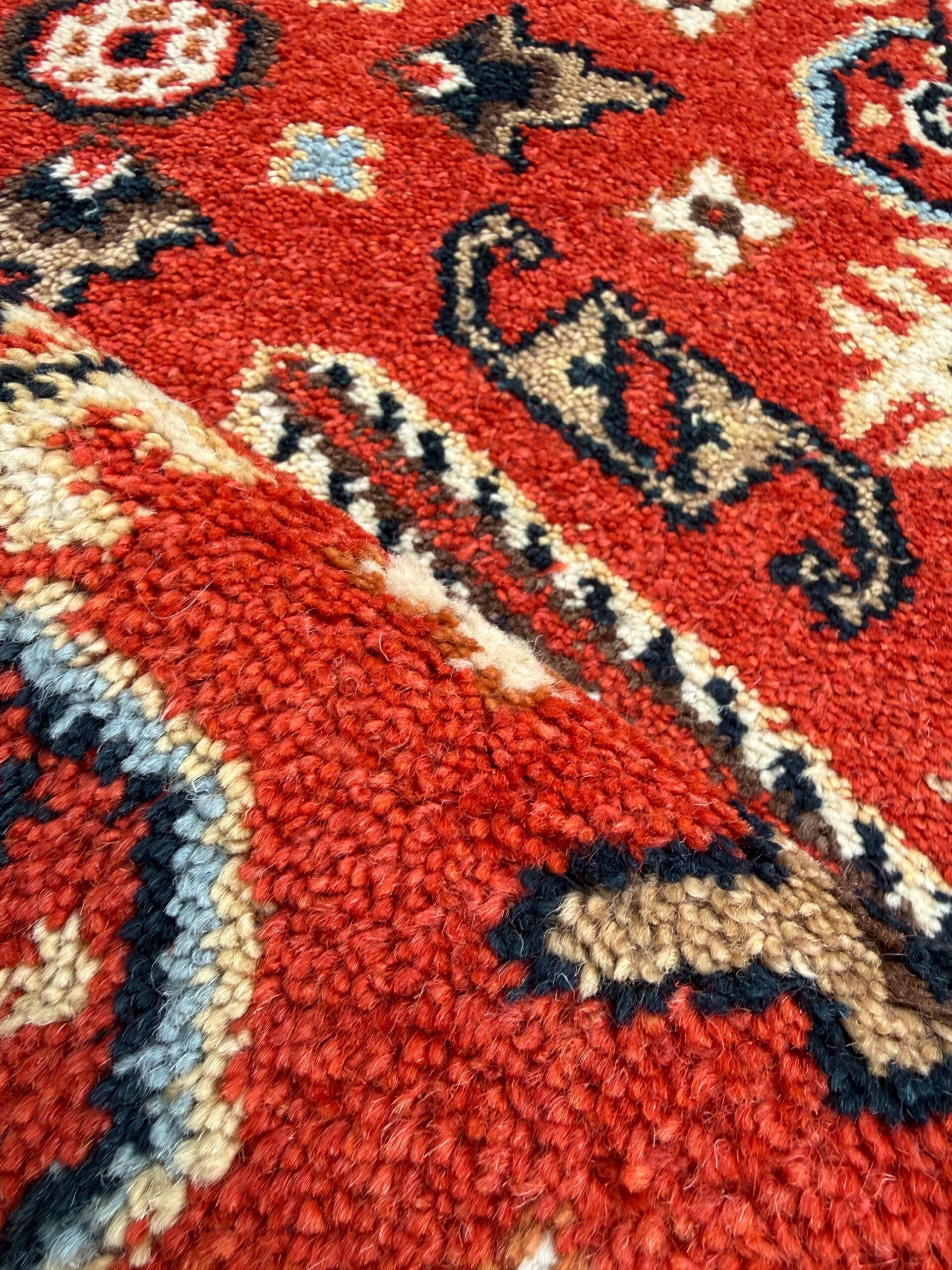Handmade Wool Oushak Rug – Geometric Bohemian Area Carpet 3.2×5 ft