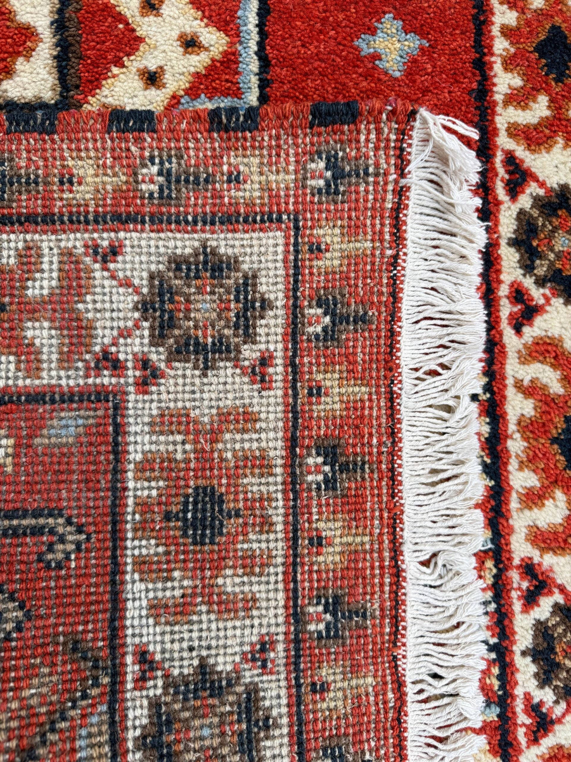 Handmade Wool Oushak Rug – Geometric Bohemian Area Carpet 3.2×5 ft