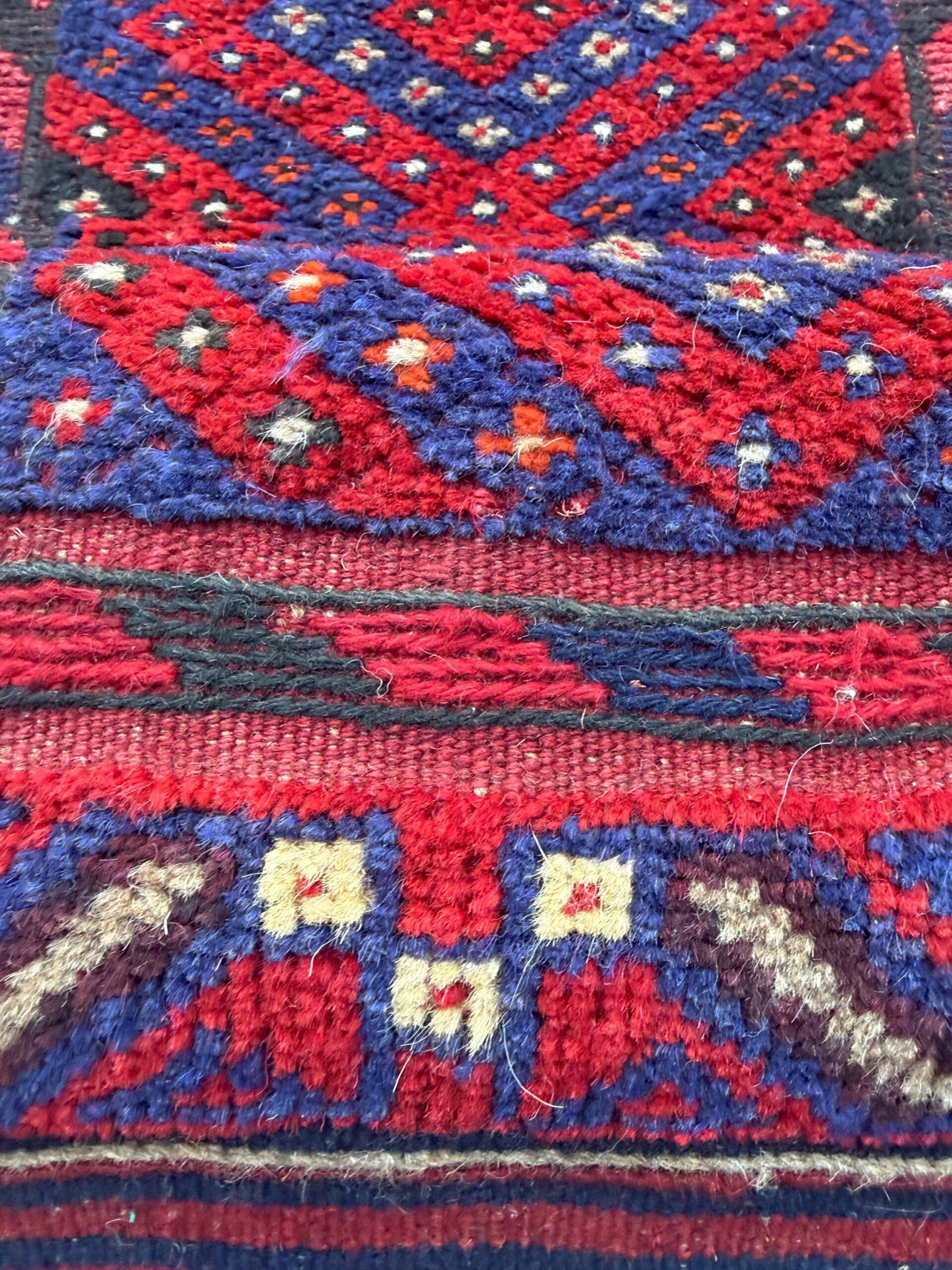 Vintage Turkish Runner Rug 2×8 ft Hand Knotted Geometric Anatolian Rug 1980s