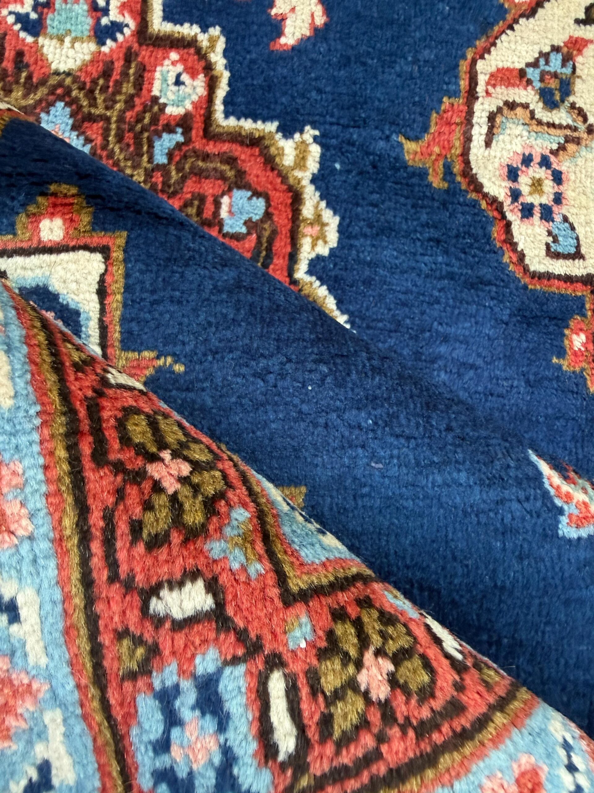 Vintage Turkish Rug 3.8×8 ft Hand Knotted Anatolian Village Medallion Runner 1970s