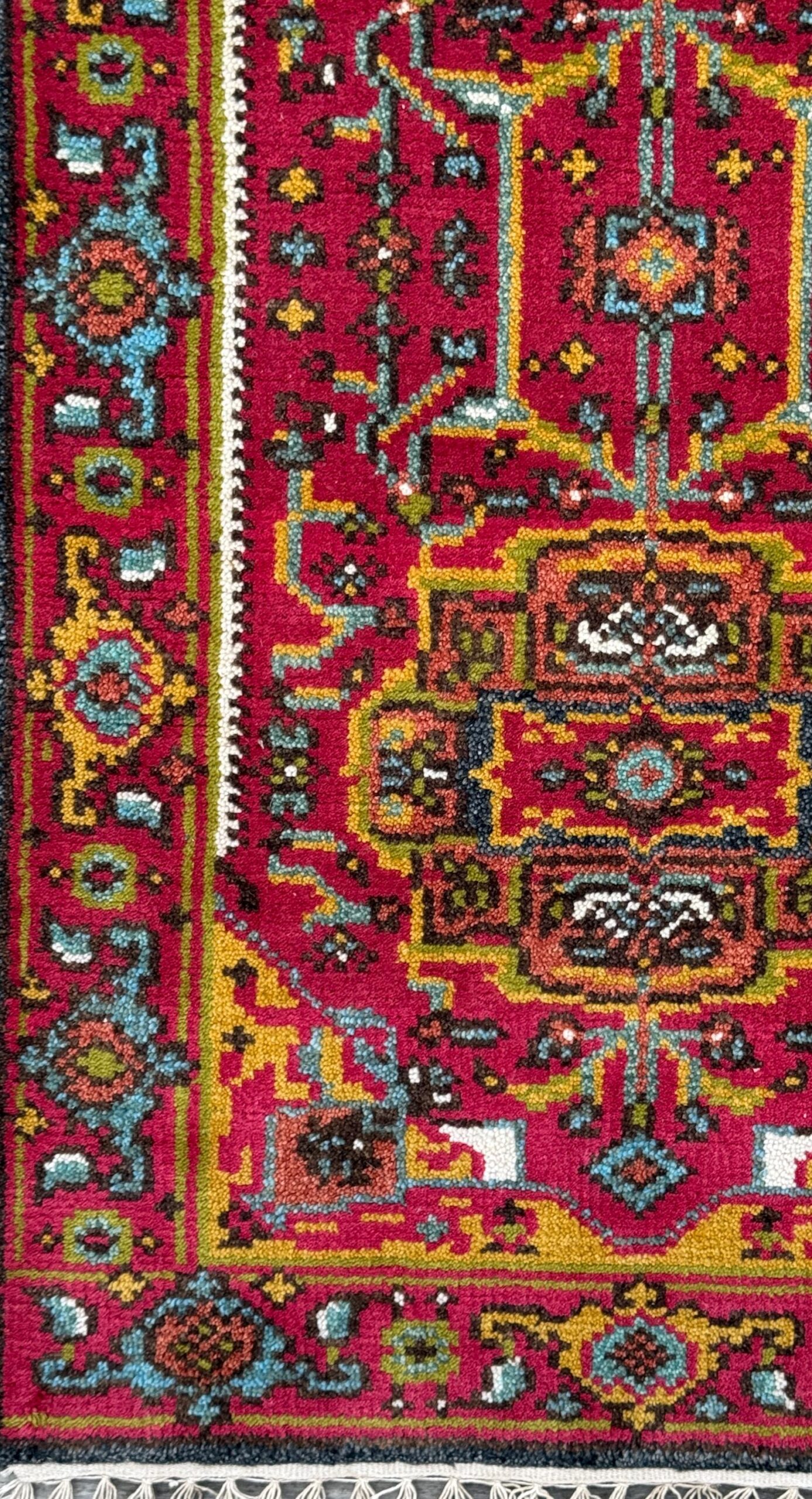 Turkish Oushak Rug 2.6×10 ft Wool Runner – Multicolored Geometric Bohemian Rug – Handmade Contemporary Design