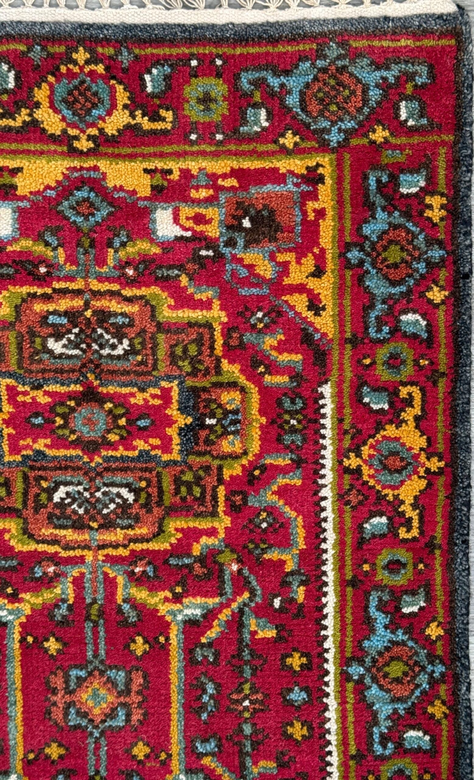 Turkish Oushak Rug 2.6×10 ft Wool Runner – Multicolored Geometric Bohemian Rug – Handmade Contemporary Design