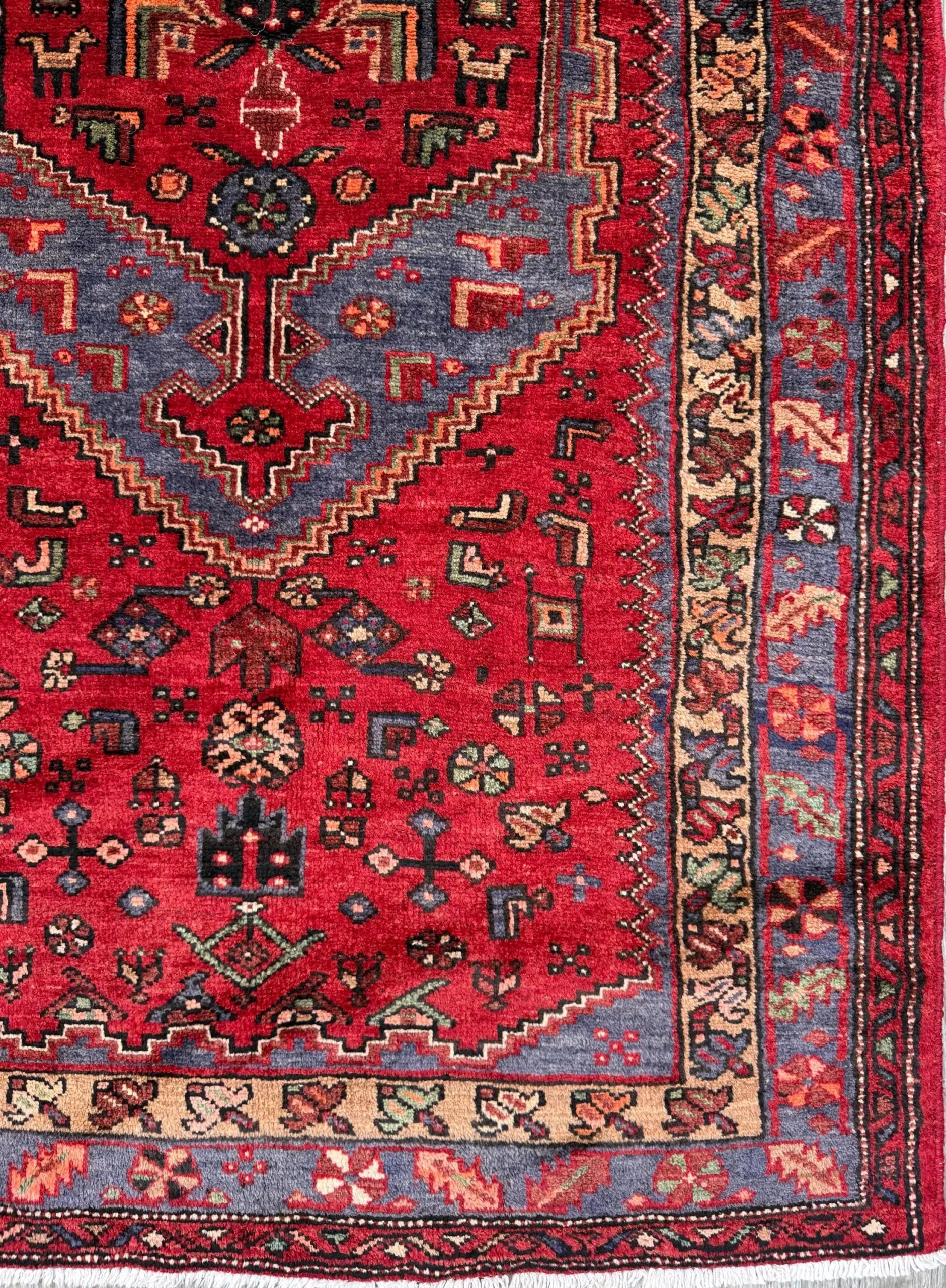Vintage Hand-Knotted Wool Rug – Geometric Anatolian Village Design 3.9×7 ft