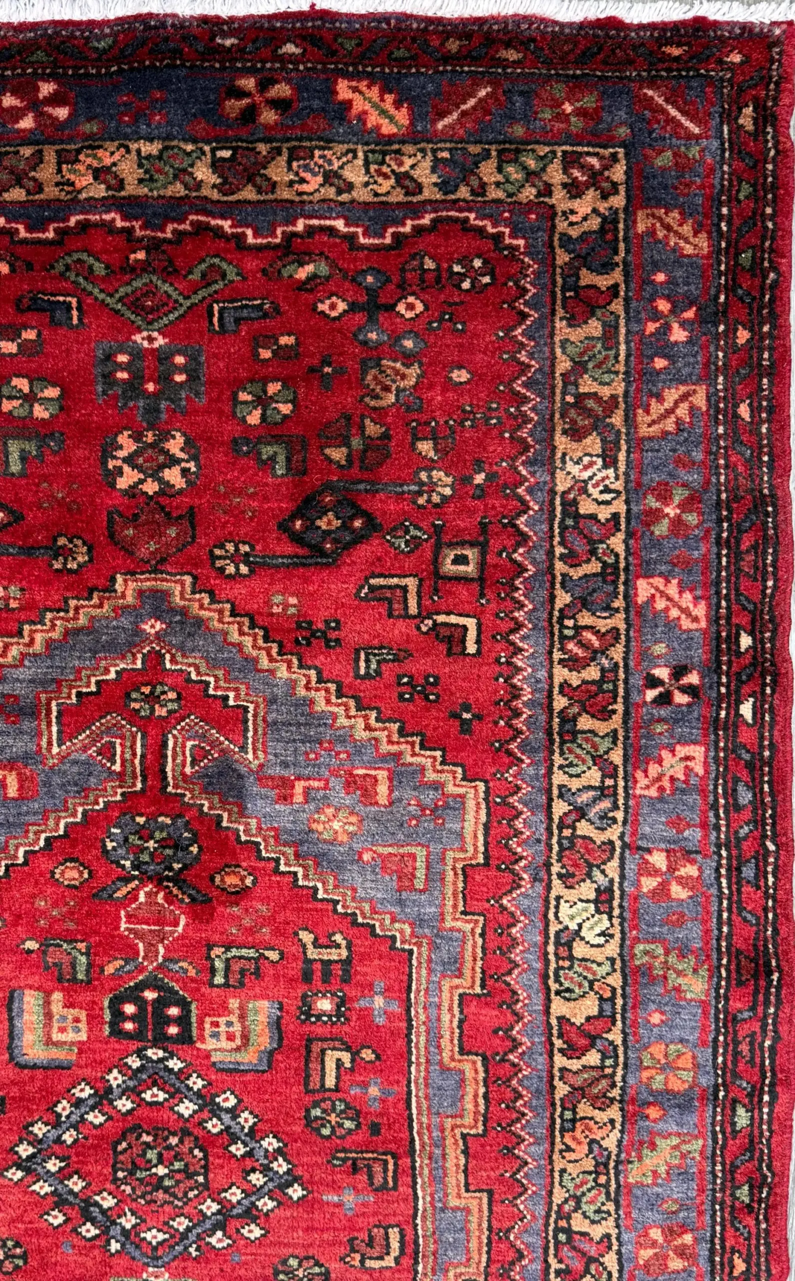 Vintage Hand-Knotted Wool Rug – Geometric Anatolian Village Design 3.9×7 ft