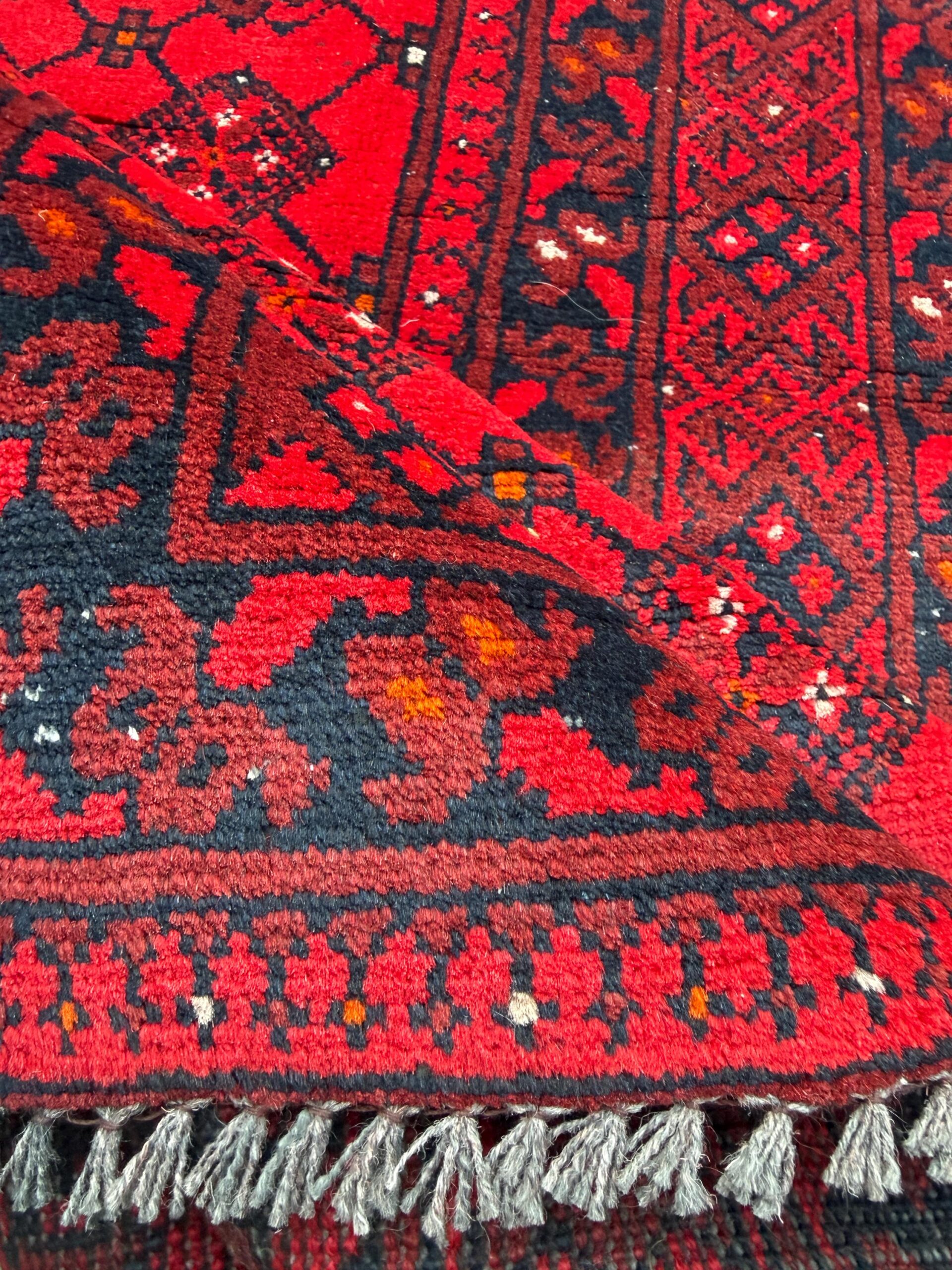 Vintage Afghan Turkmen Rug 6.4×3.3 ft Hand Knotted Wool Basheeri Tribal Area Rug 1990s