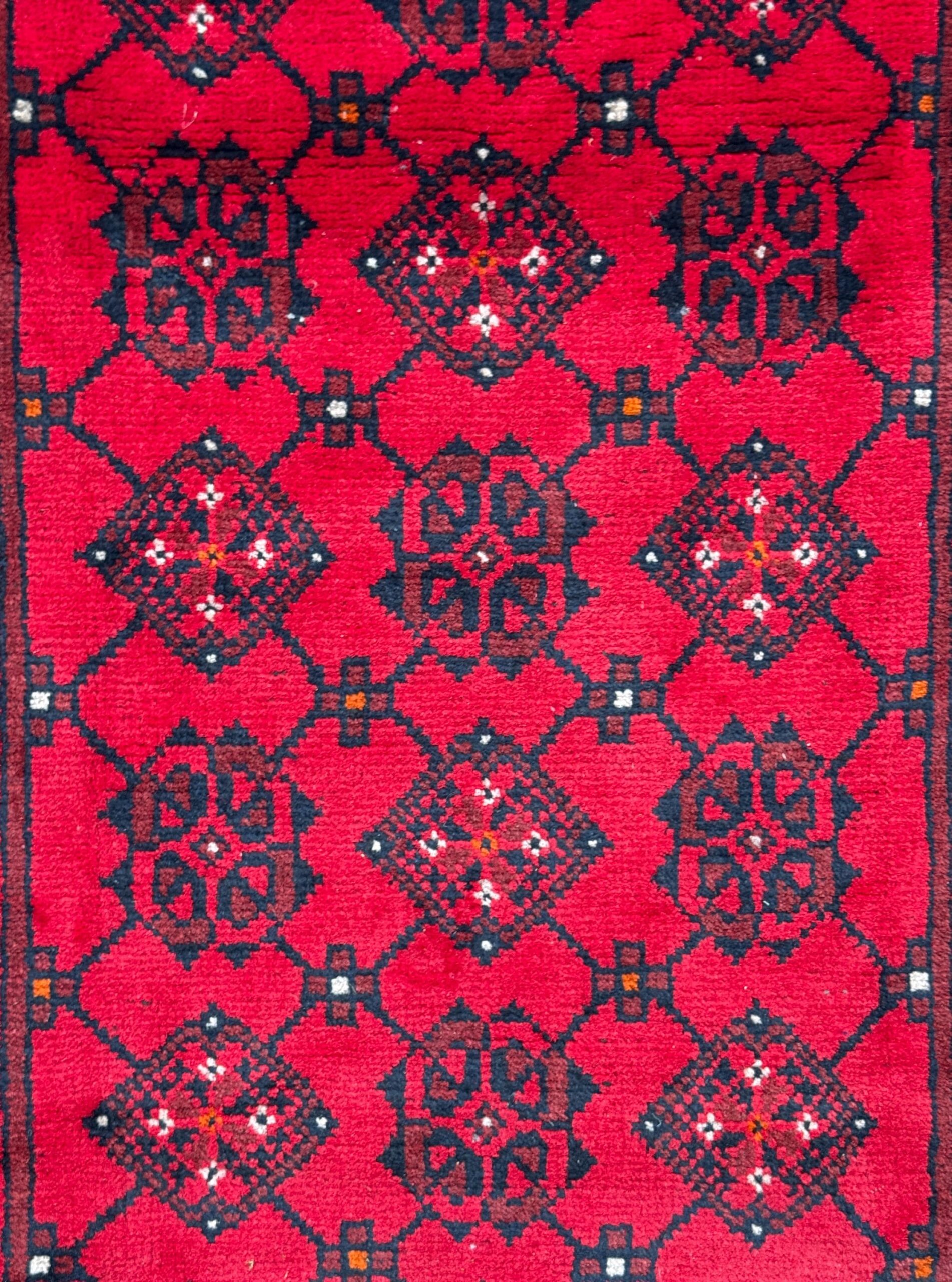 Vintage Afghan Turkmen Rug 6.4×3.3 ft Hand Knotted Wool Basheeri Tribal Area Rug 1990s