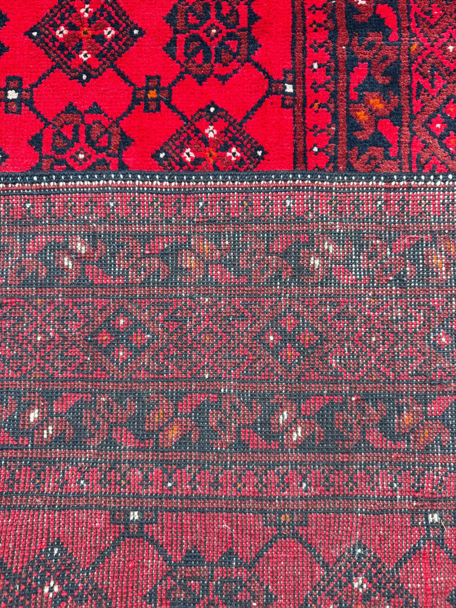 Vintage Afghan Turkmen Rug 6.4×3.3 ft Hand Knotted Wool Basheeri Tribal Area Rug 1990s