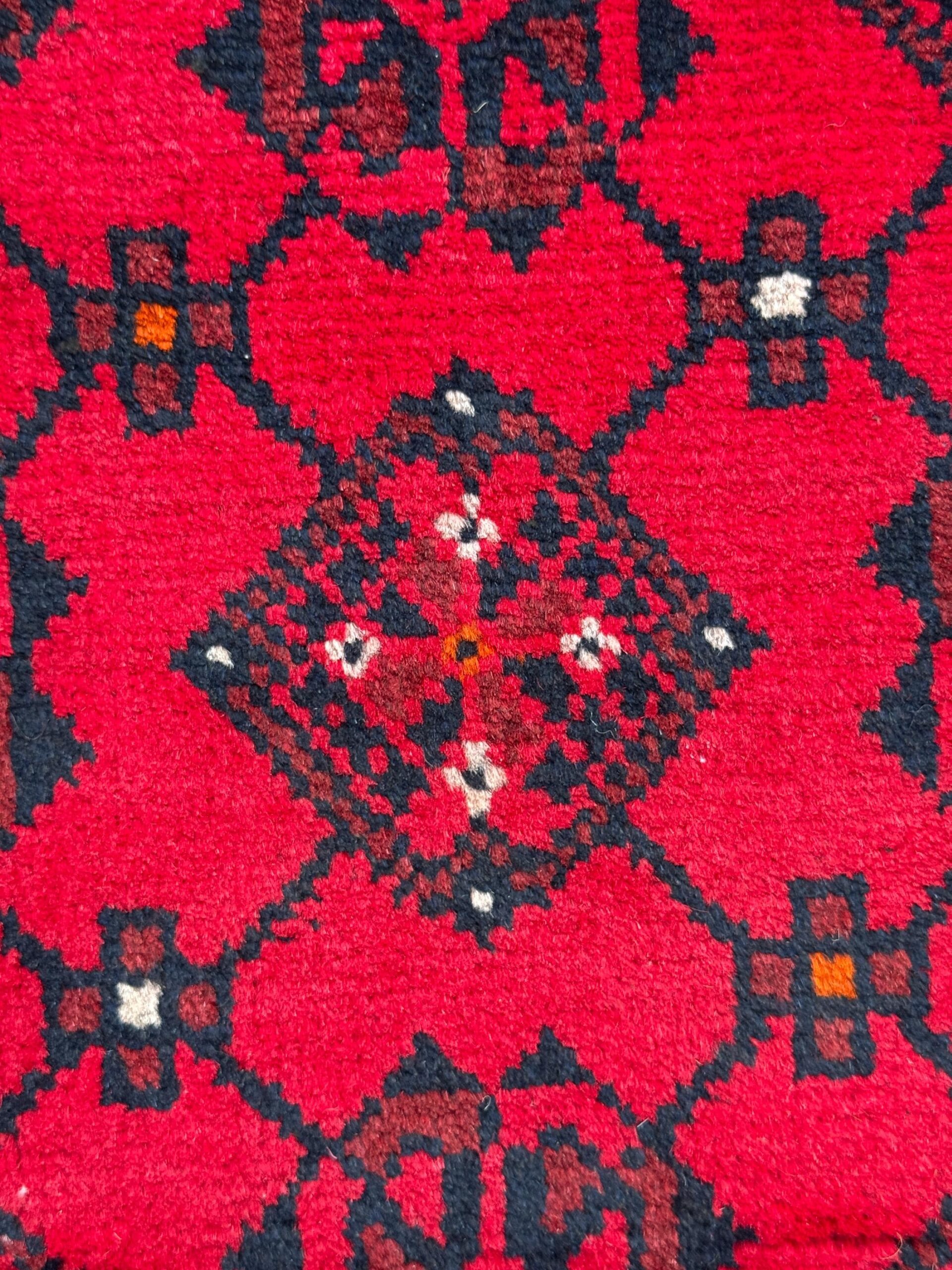 Vintage Afghan Turkmen Rug 6.4×3.3 ft Hand Knotted Wool Basheeri Tribal Area Rug 1990s