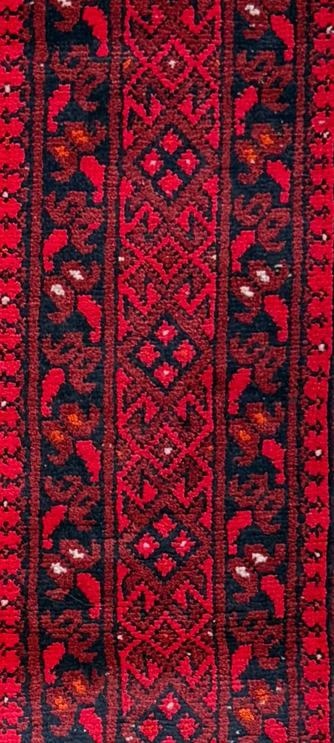 Vintage Afghan Turkmen Rug 6.4×3.3 ft Hand Knotted Wool Basheeri Tribal Area Rug 1990s