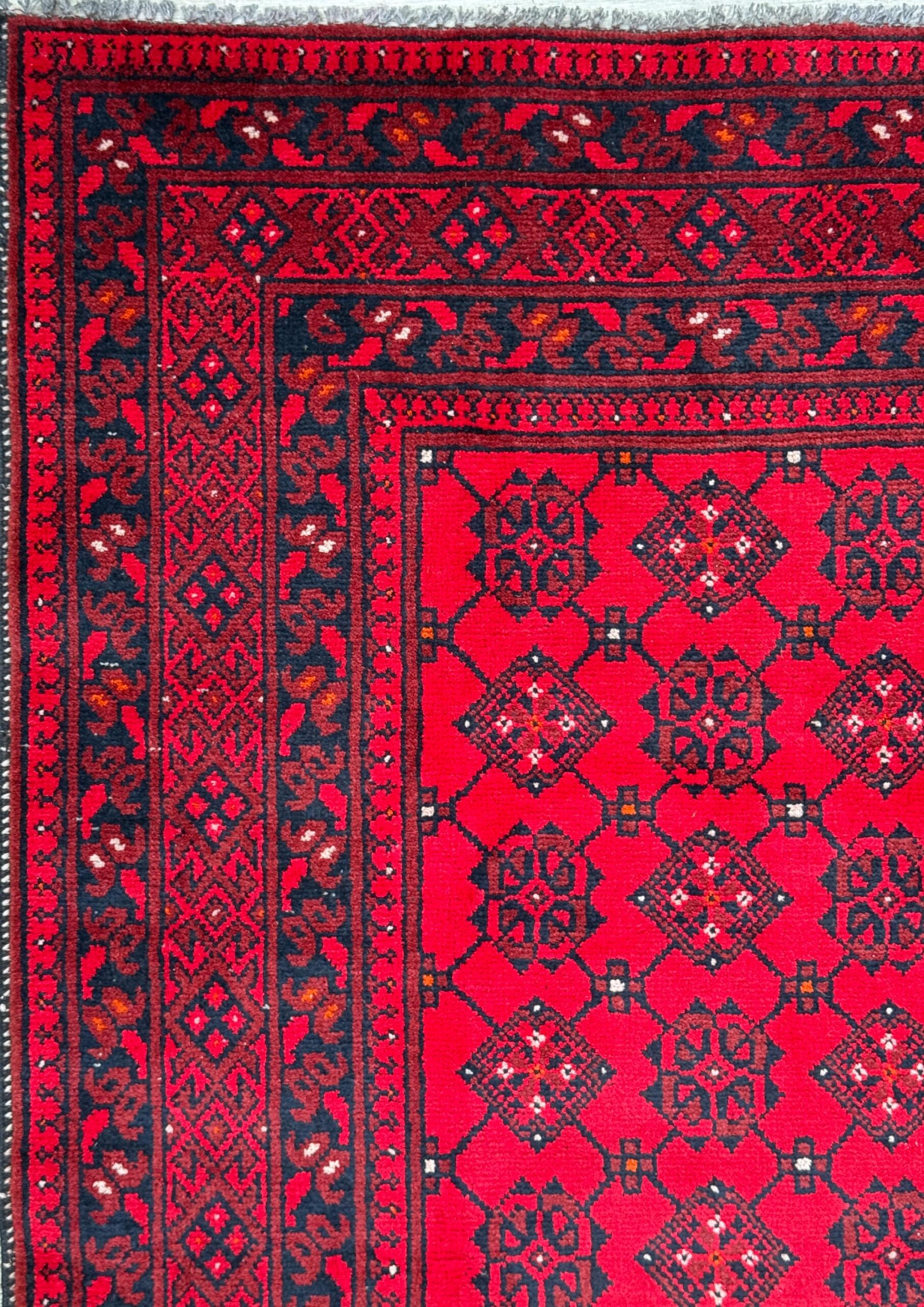 Vintage Afghan Turkmen Rug 6.4×3.3 ft Hand Knotted Wool Basheeri Tribal Area Rug 1990s