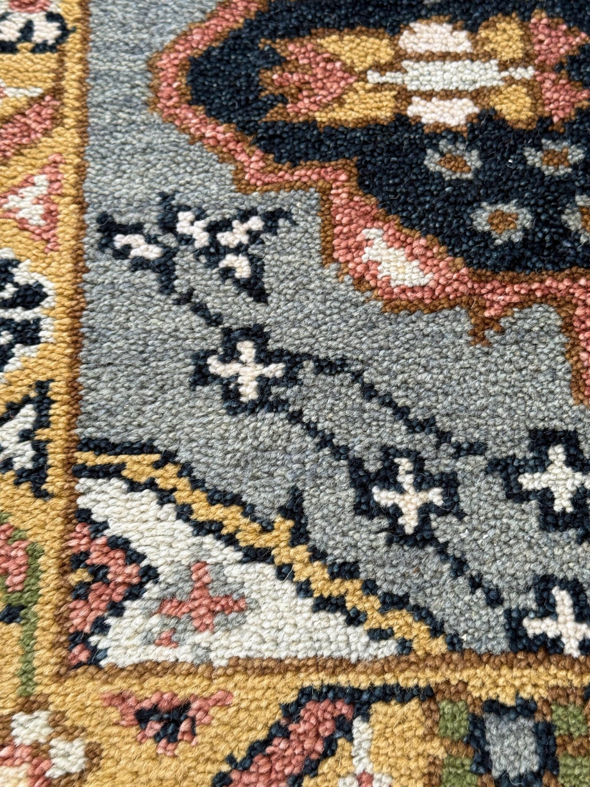 Turkish Oushak Rug 2.6×10.4 ft Handmade Multicolored Wool Runner Modern Bohemian Area Rug
