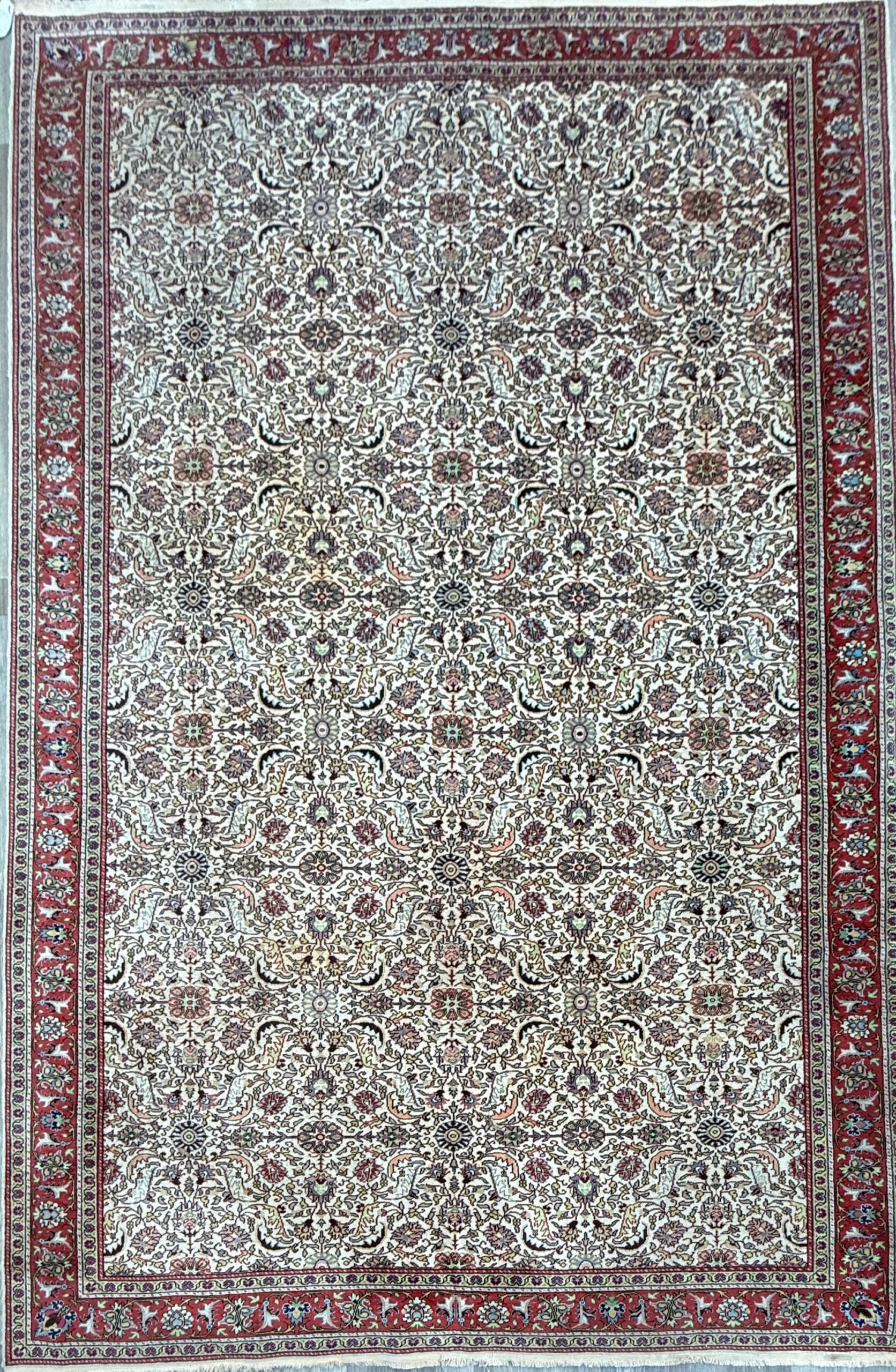 Vintage Hereke Turkish Rug 9×12 ft – Hand Knotted Wool Area Rug – Vegetable Dye Turkish Carpet – 1980s