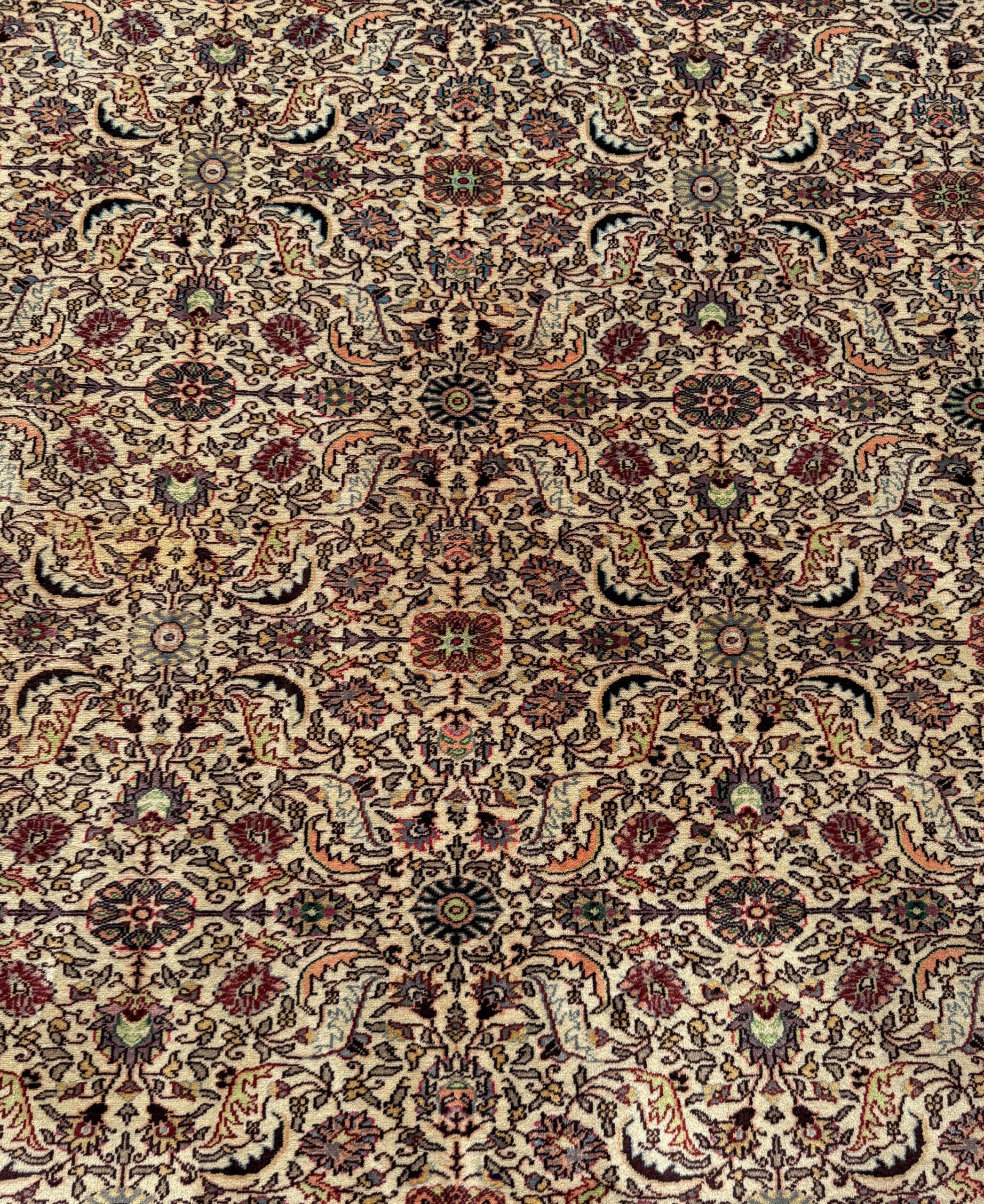 Vintage Hereke Turkish Rug 9×12 ft – Hand Knotted Wool Area Rug – Vegetable Dye Turkish Carpet – 1980s