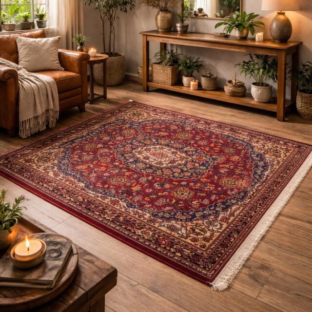 Vintage Hand-Knotted Wool Rug β Geometric Anatolian Village Design, 1990s