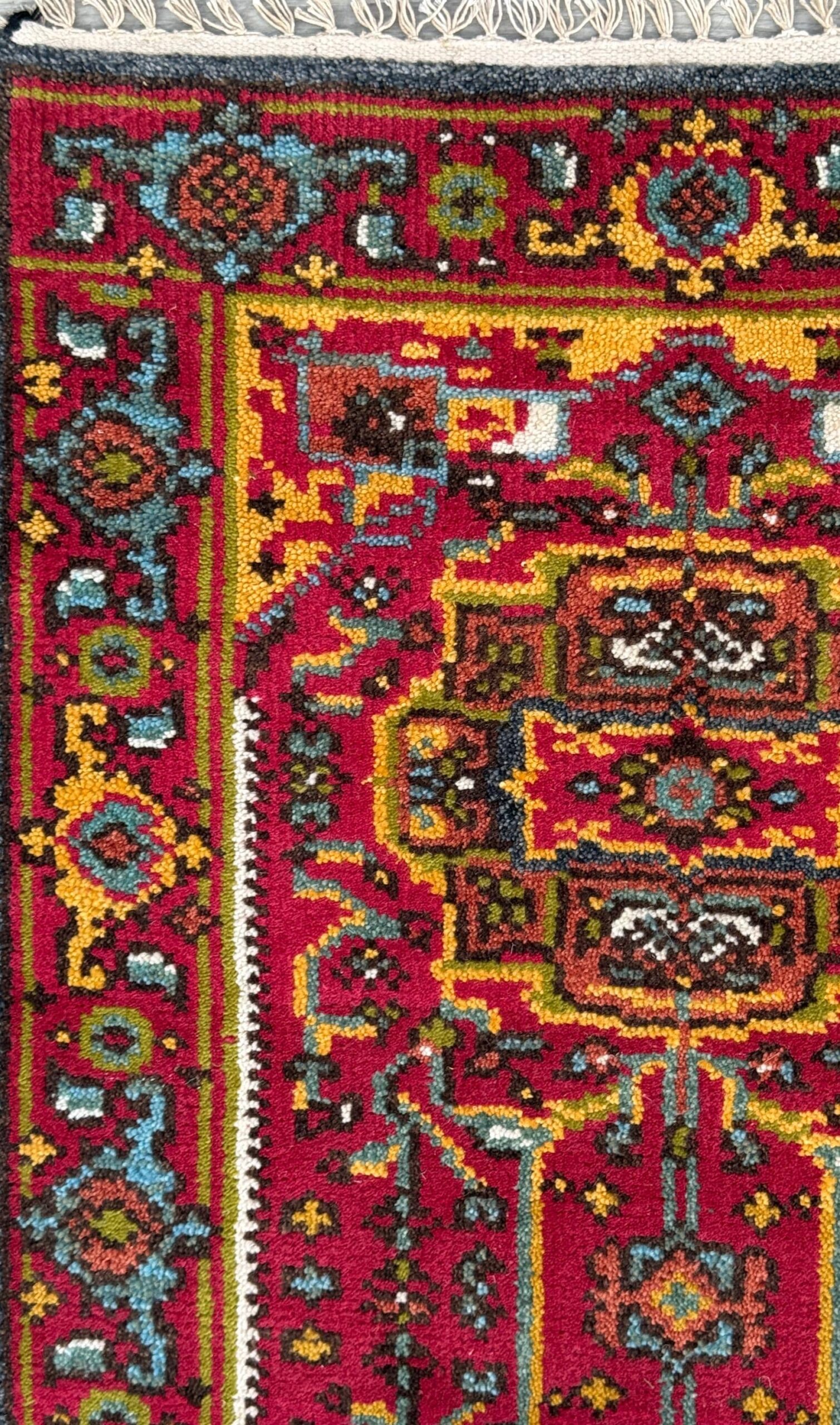 Turkish Oushak Rug 2.6×10 ft Wool Runner – Multicolored Geometric Bohemian Rug – Handmade Contemporary Design