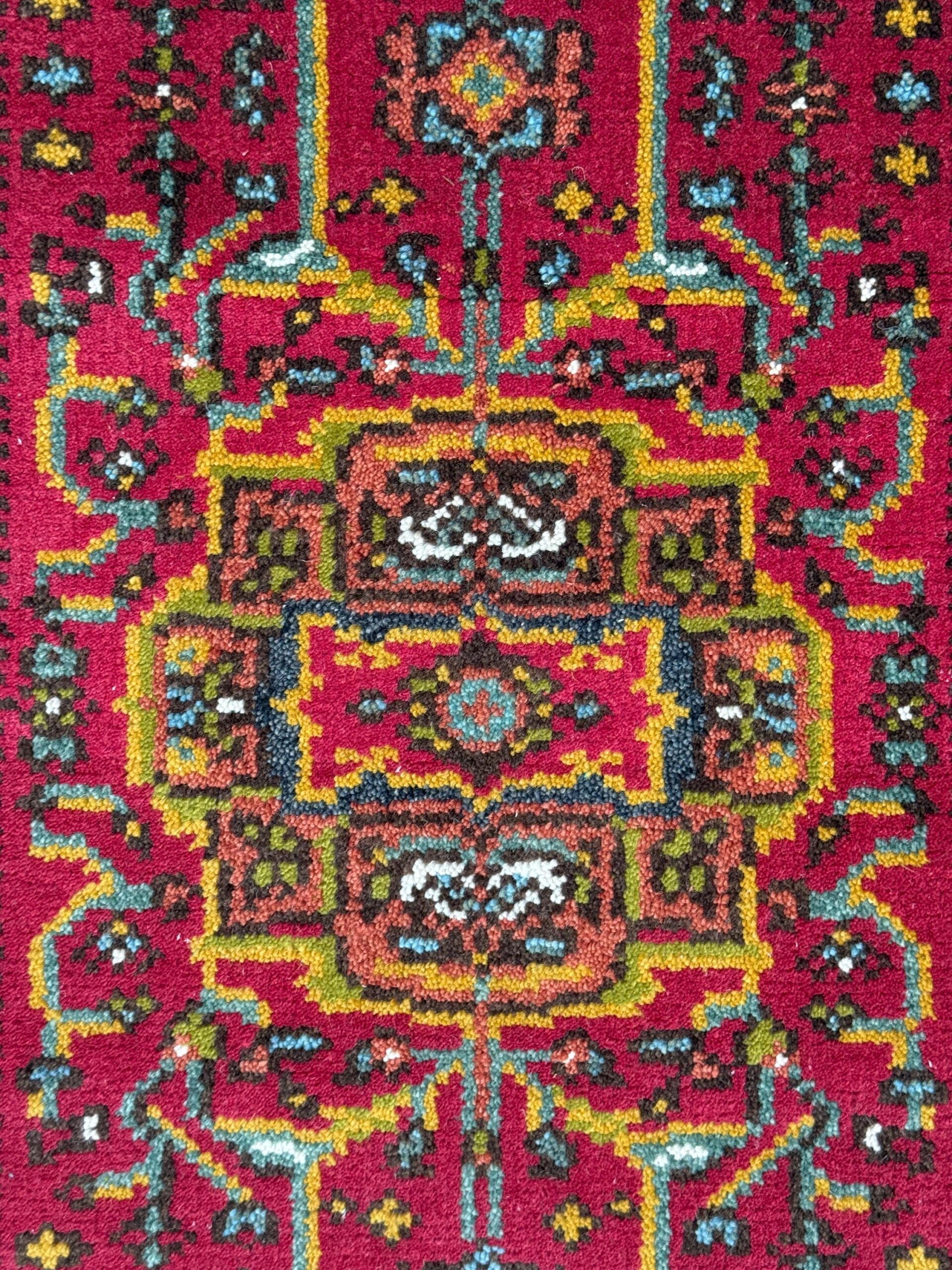 Turkish Oushak Rug 2.6×10 ft Wool Runner – Multicolored Geometric Bohemian Rug – Handmade Contemporary Design
