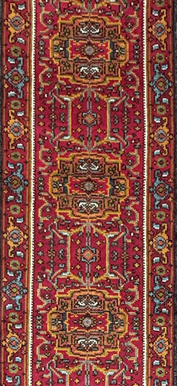 Turkish Oushak Rug 2.6×10 ft Wool Runner – Multicolored Geometric Bohemian Rug – Handmade Contemporary Design
