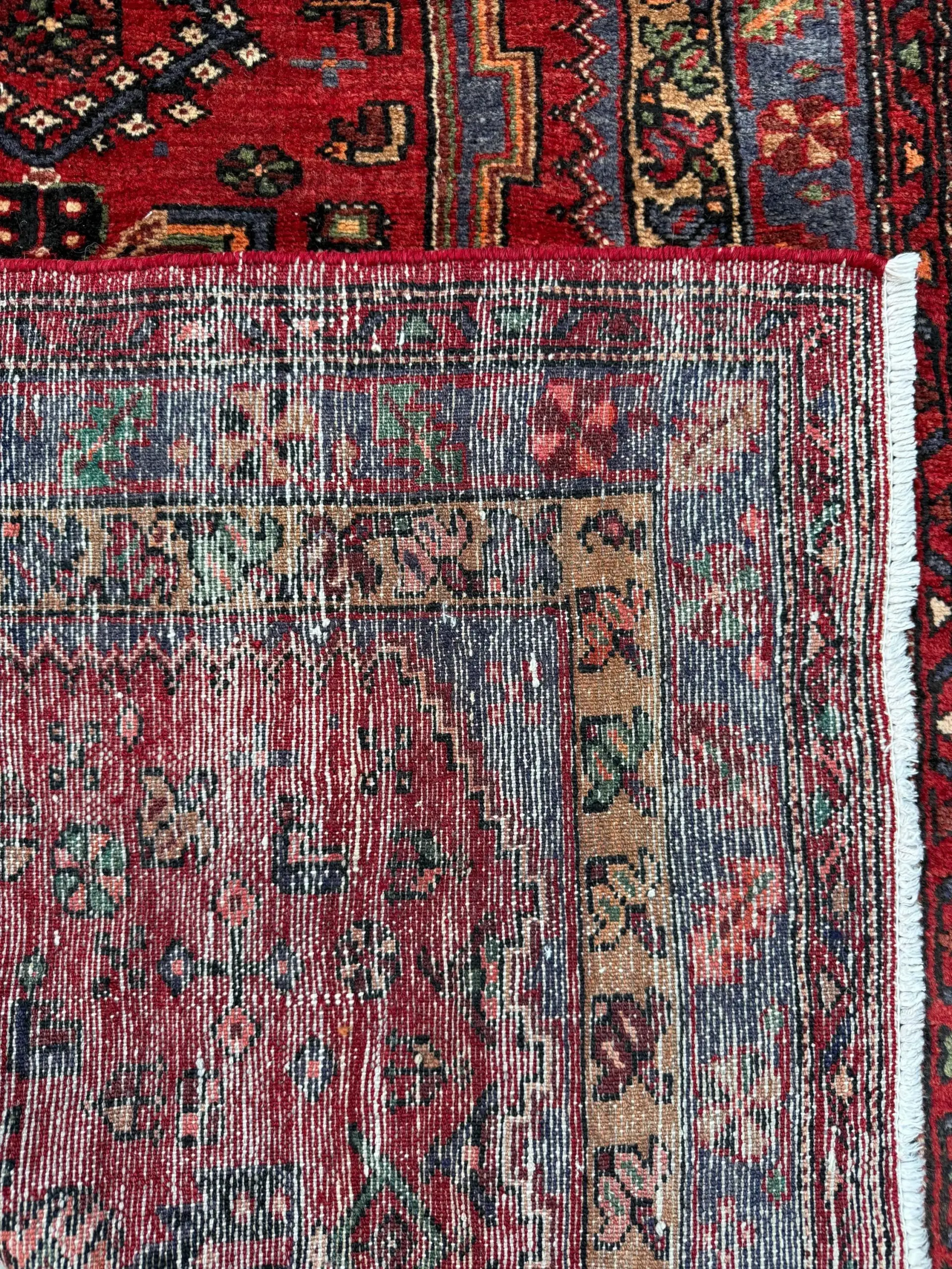Vintage Hand-Knotted Wool Rug – Geometric Anatolian Village Design 3.9×7 ft
