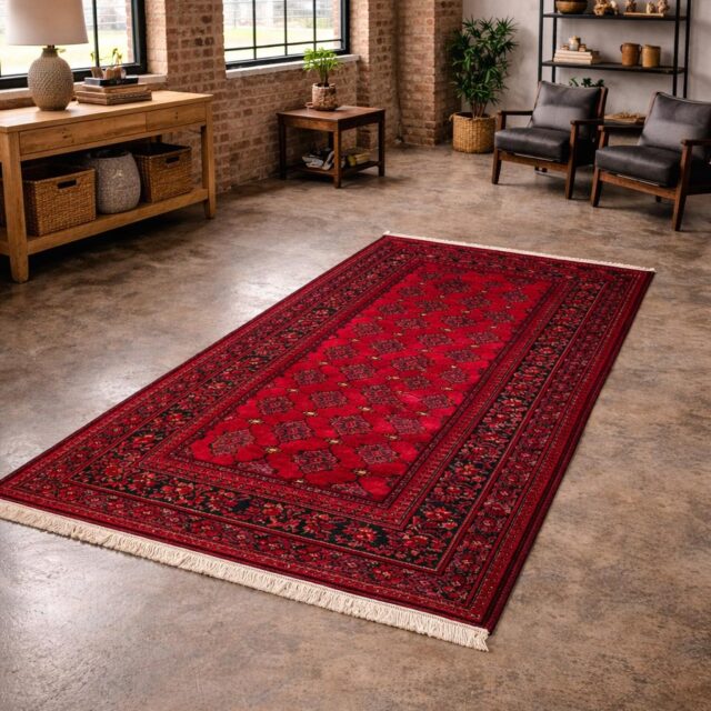 Vintage Afghan Turkmen Rug 6.4×3.3 ft Hand Knotted Wool Basheeri Tribal Area Rug 1990s