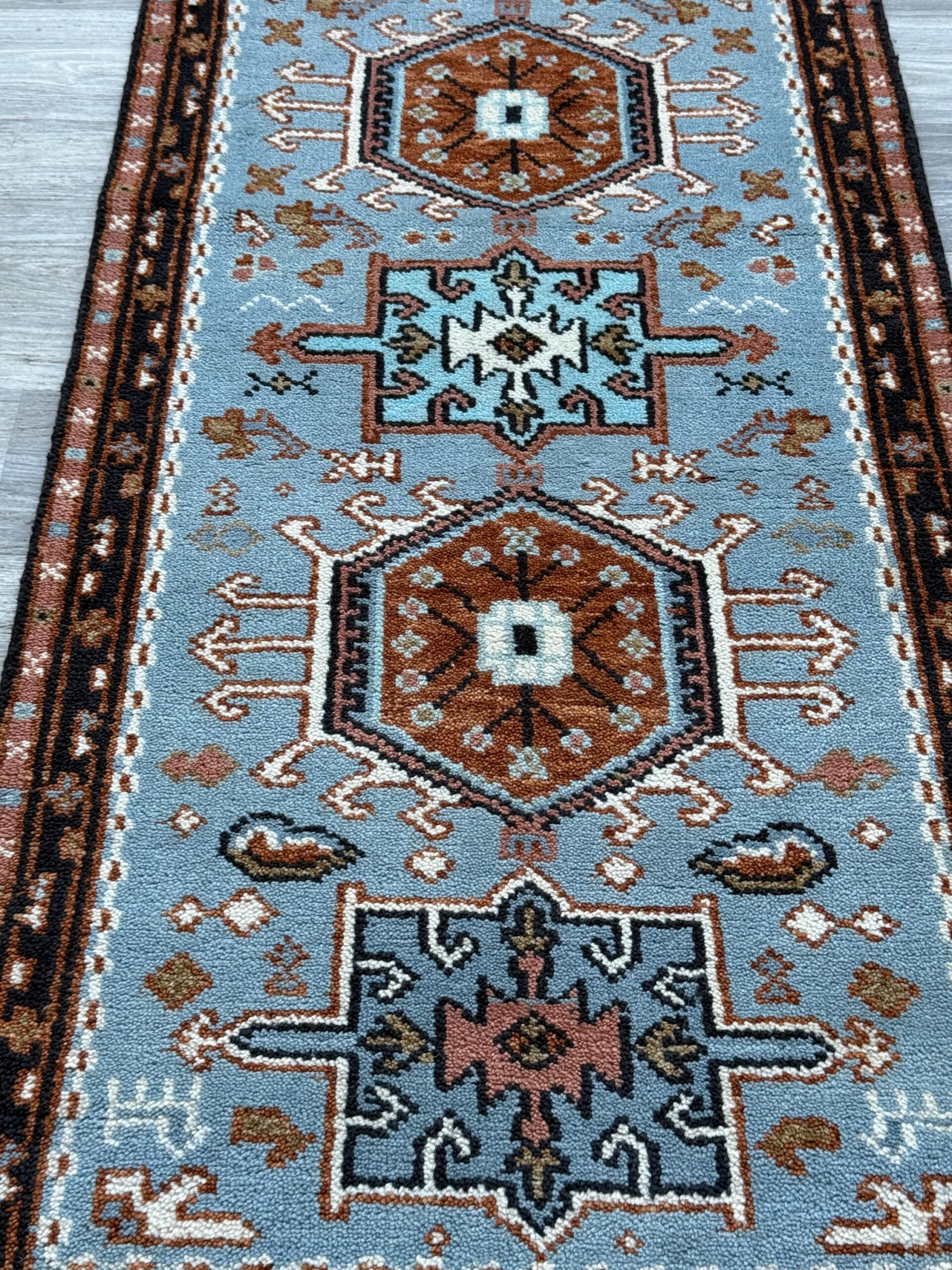 Turkish Oushak Rug 2.6×10 ft Handmade Multicolored Wool Runner Modern Bohemian Area Rug