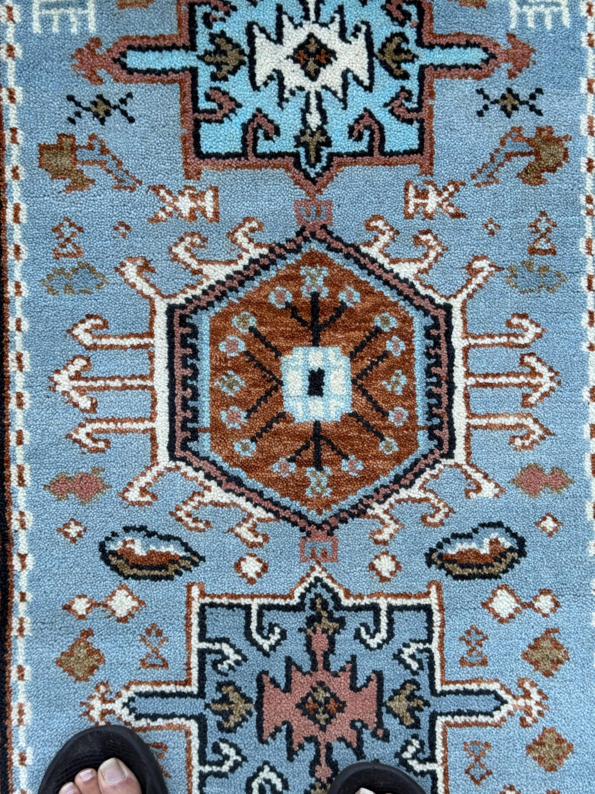 Turkish Oushak Rug 2.6×10 ft Handmade Multicolored Wool Runner Modern Bohemian Area Rug