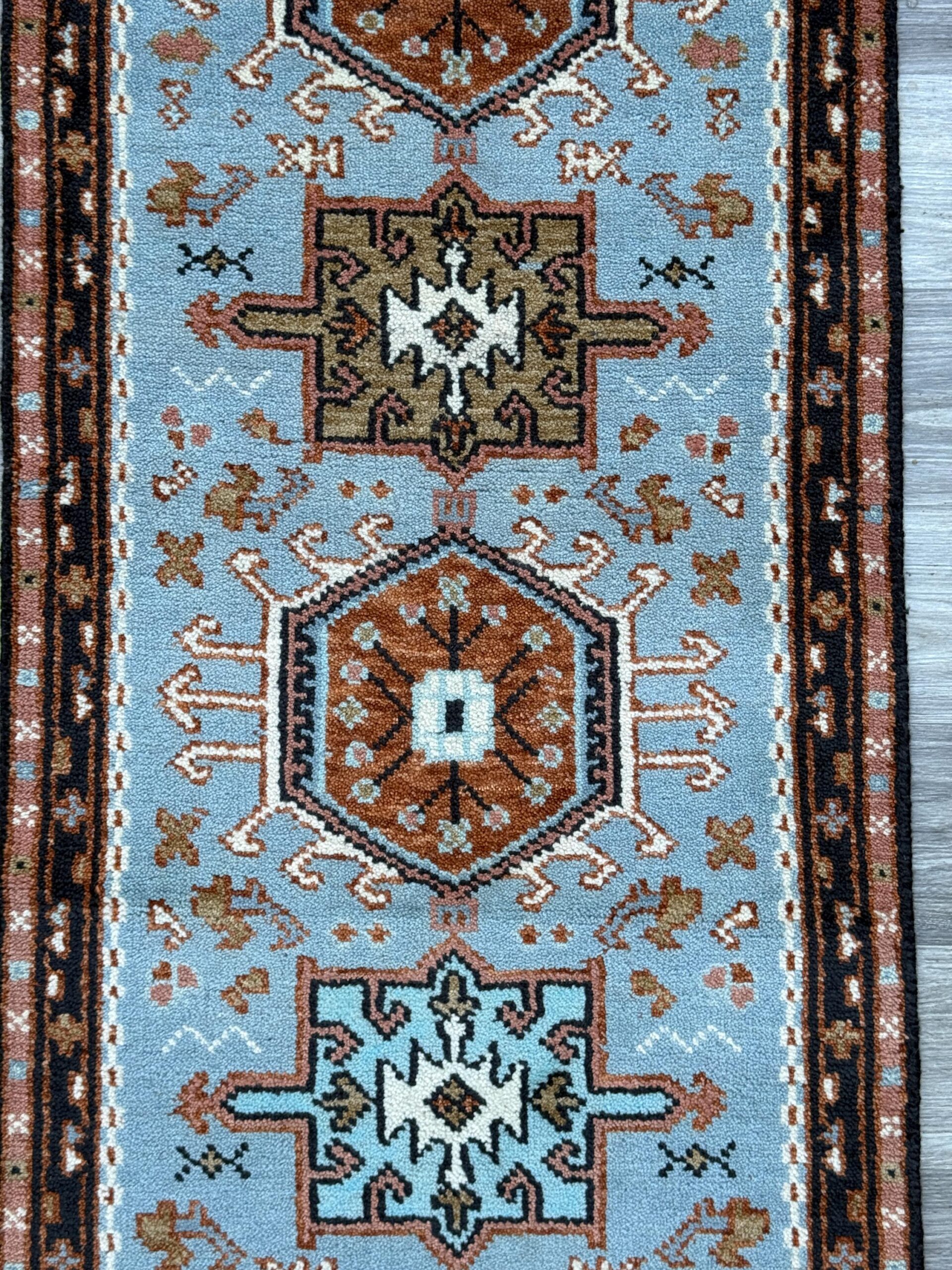 Turkish Oushak Rug 2.6×10 ft Handmade Multicolored Wool Runner Modern Bohemian Area Rug
