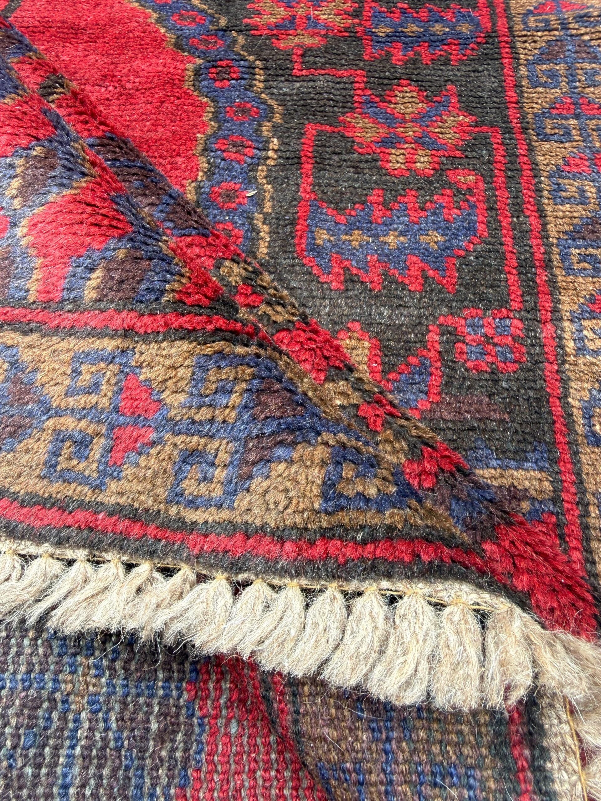 Vintage Afghan Taimani Balouch Wool Rug: 3×5 Ft, Hand-Knotted Tribal Area Accent