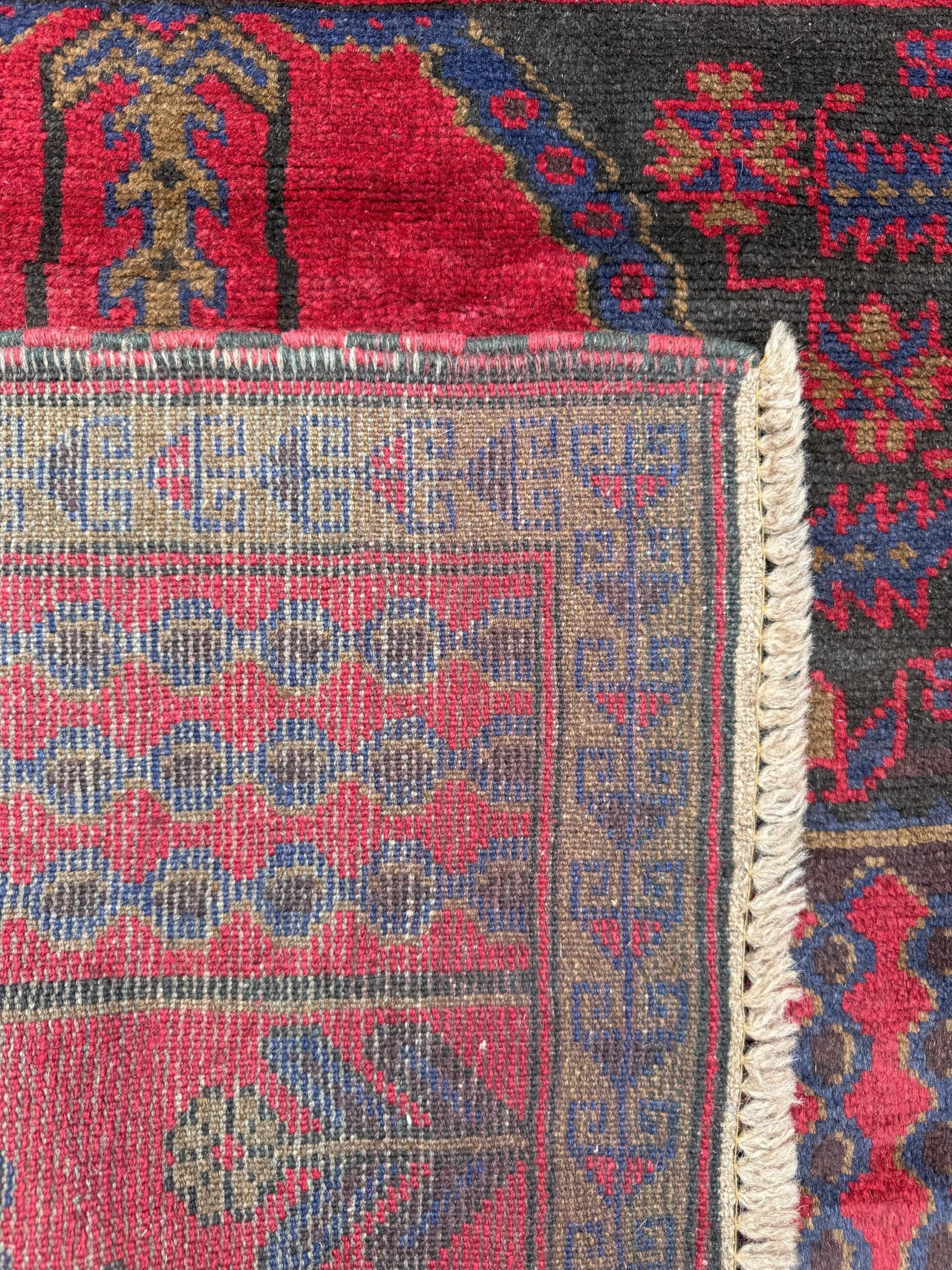 Vintage Afghan Taimani Balouch Wool Rug: 3×5 Ft, Hand-Knotted Tribal Area Accent