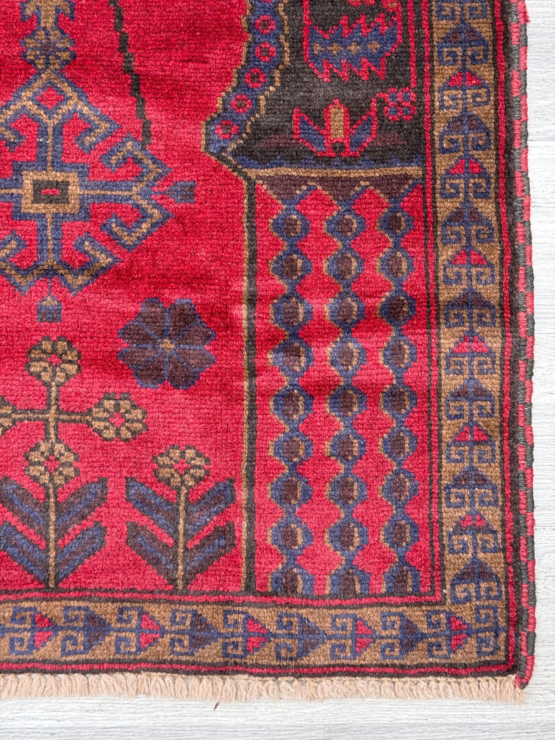 Vintage Afghan Taimani Balouch Wool Rug: 3×5 Ft, Hand-Knotted Tribal Area Accent
