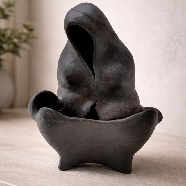 Handmade Clay Mother and Child Sculpture | Abstract Figurine, Vintage Style Home Decor