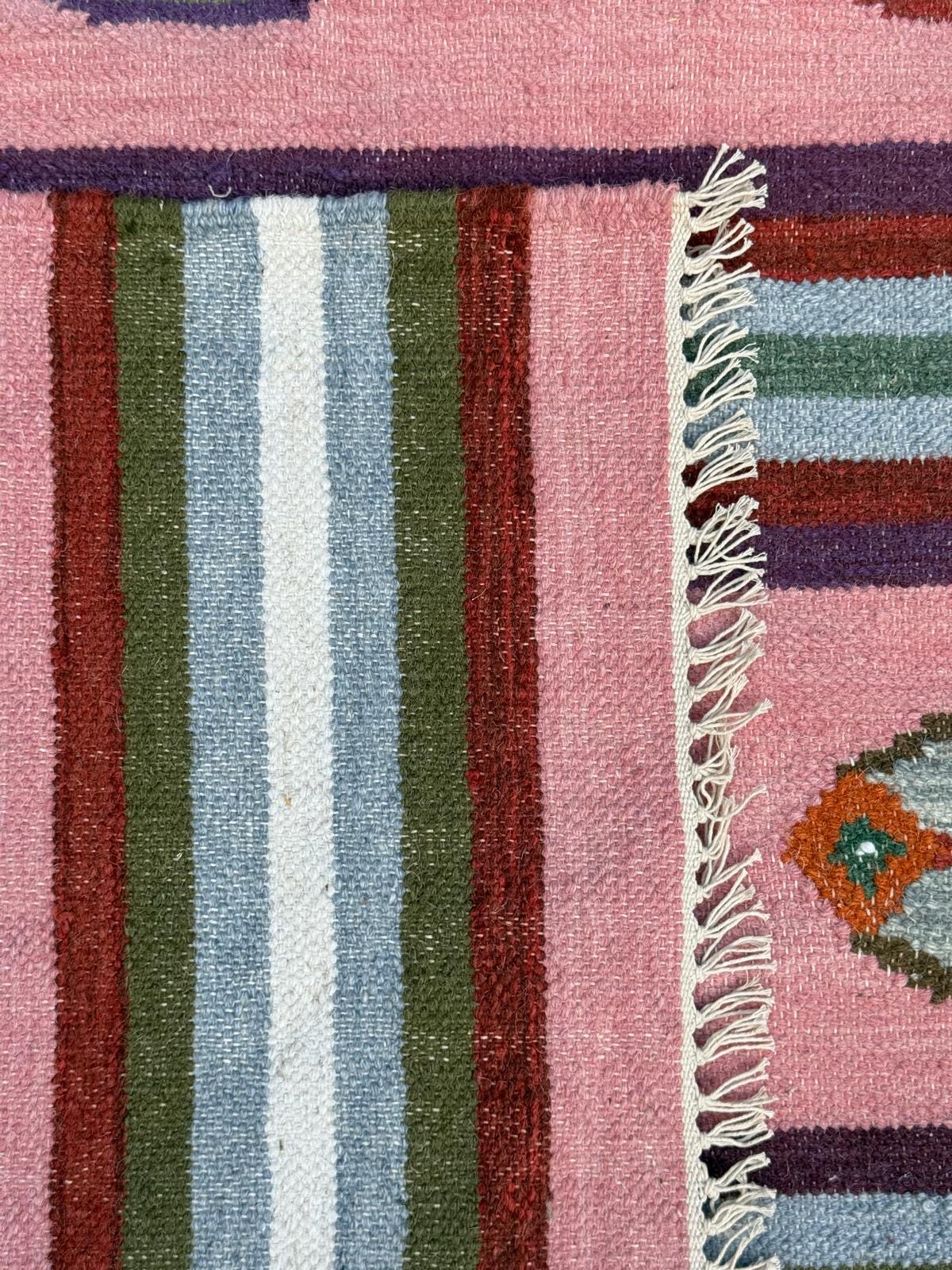 6×9 ft Handwoven Kilim Rug: Wool Geometric Flatweave Fish Design