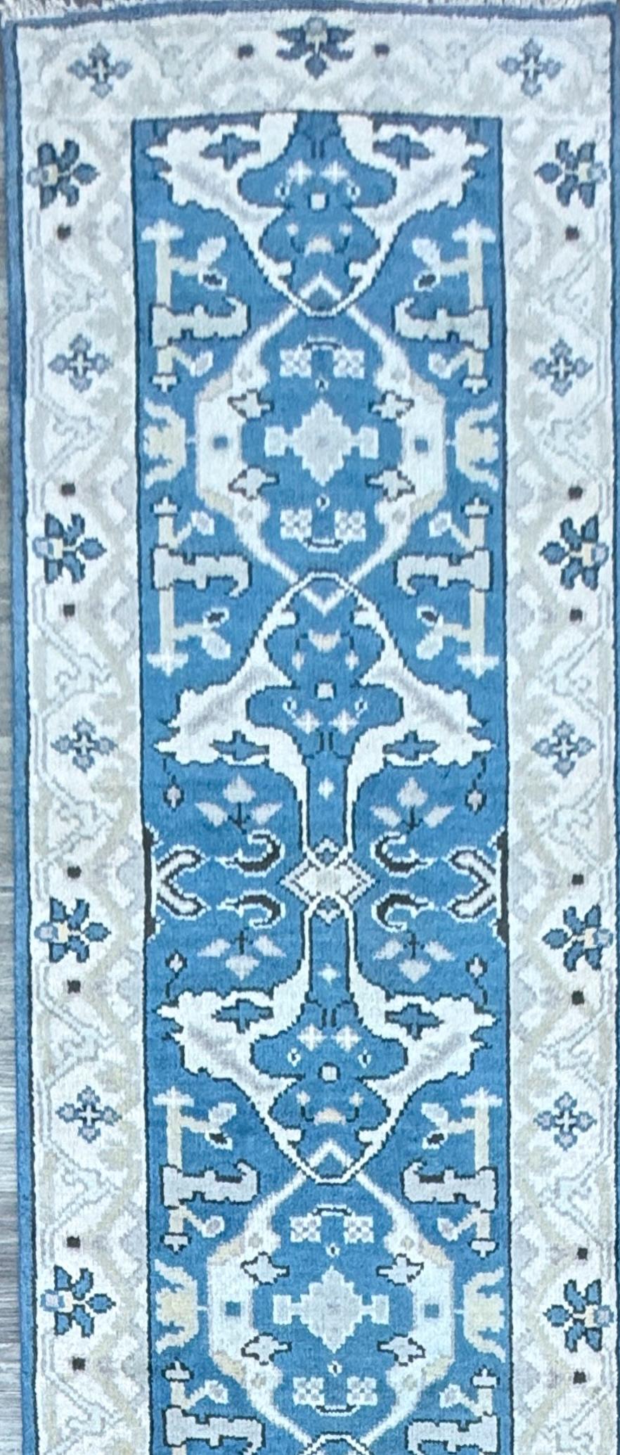 Turkish Oushak Rug 2.7×10 ft Handmade Multicolored Wool Runner Modern Bohemian Area Rug