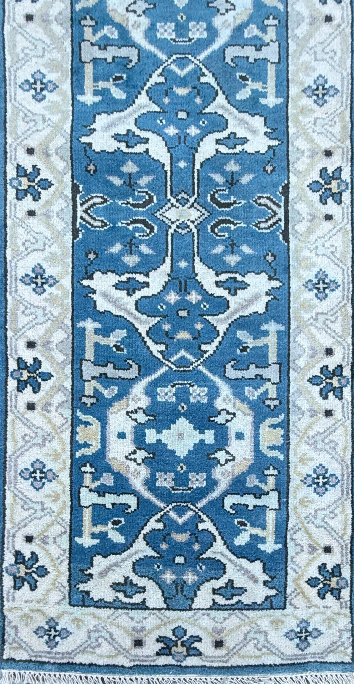 Turkish Oushak Rug 2.7×10 ft Handmade Multicolored Wool Runner Modern Bohemian Area Rug