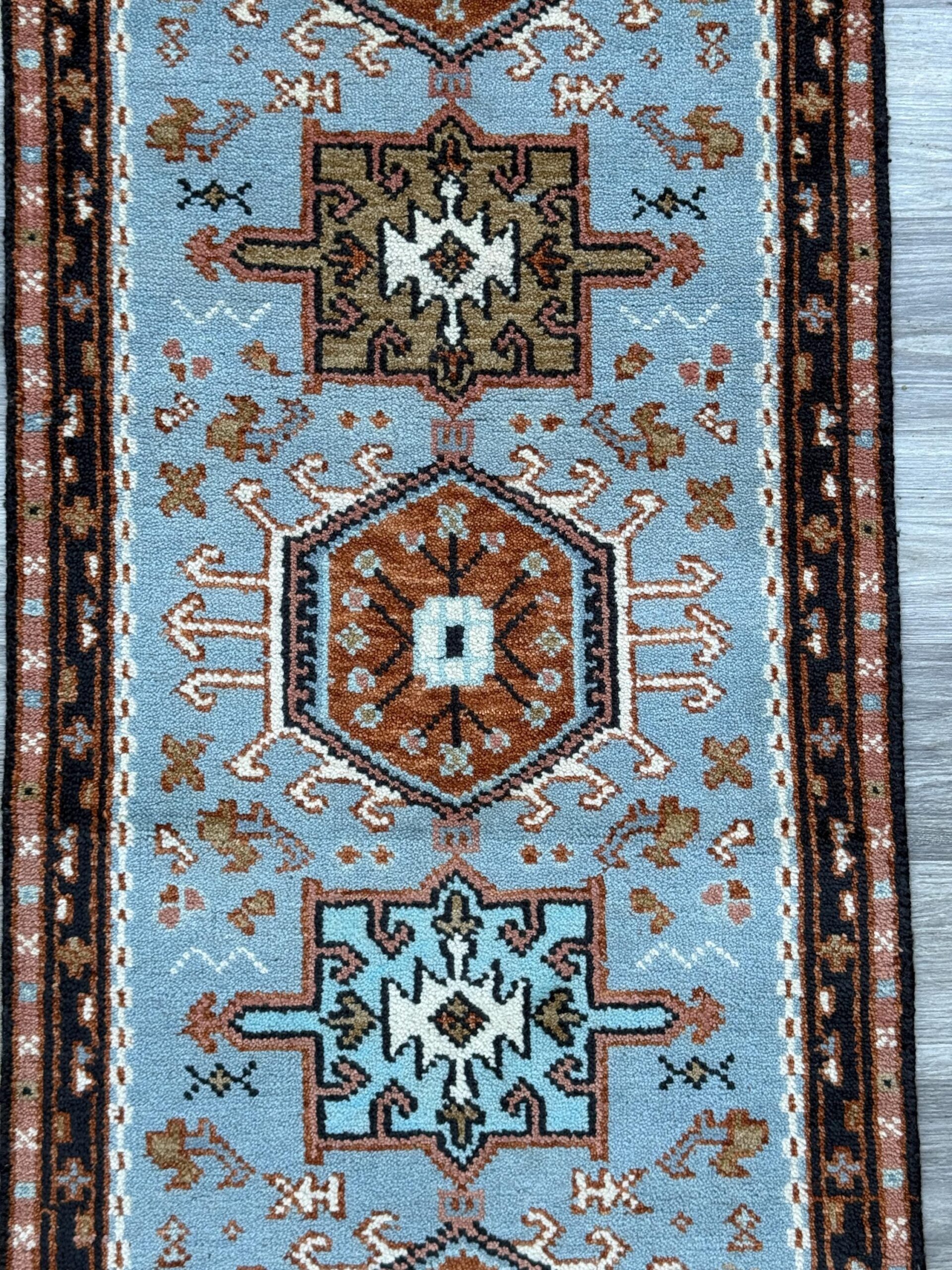 Turkish Oushak Rug 2.6×10 ft Handmade Multicolored Wool Runner Modern Bohemian Area Rug
