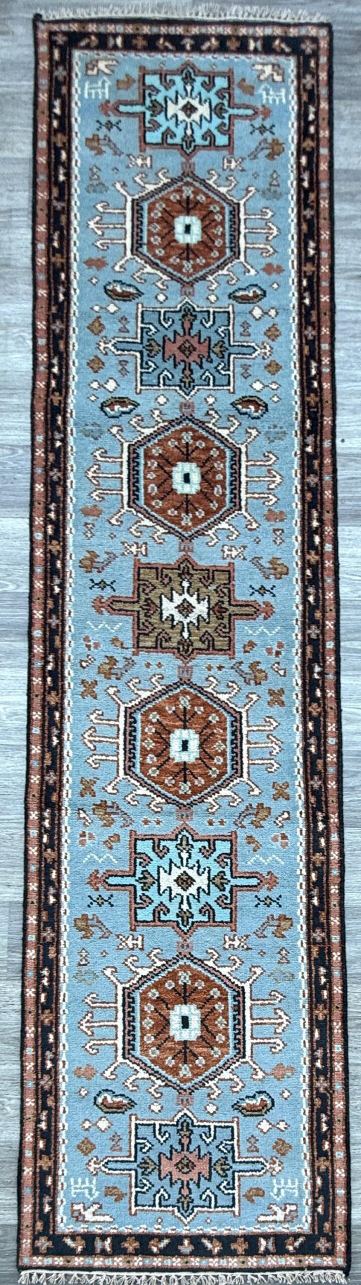 Turkish Oushak Rug 2.6×10 ft Handmade Multicolored Wool Runner Modern Bohemian Area Rug