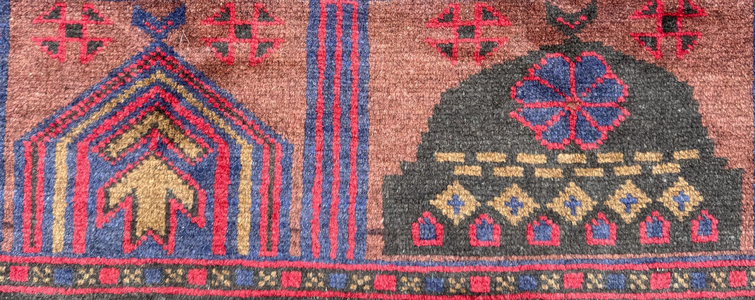 Vintage Afghan Taimani Balouch Wool Rug: 3×5 Ft, Hand-Knotted Tribal Area Accent