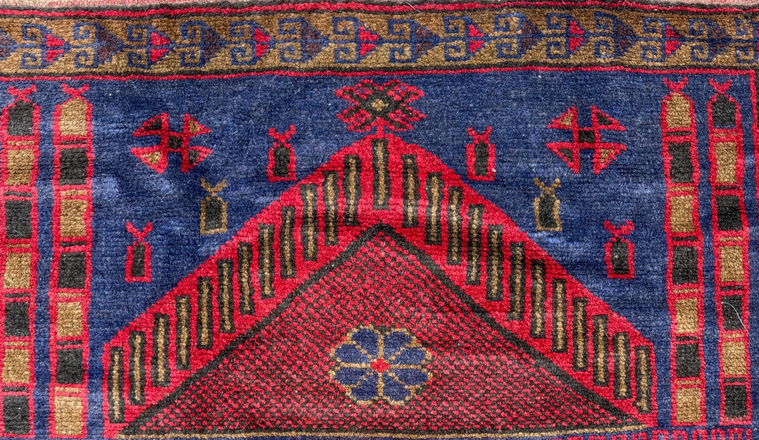 Vintage Afghan Taimani Balouch Wool Rug: 3×5 Ft, Hand-Knotted Tribal Area Accent
