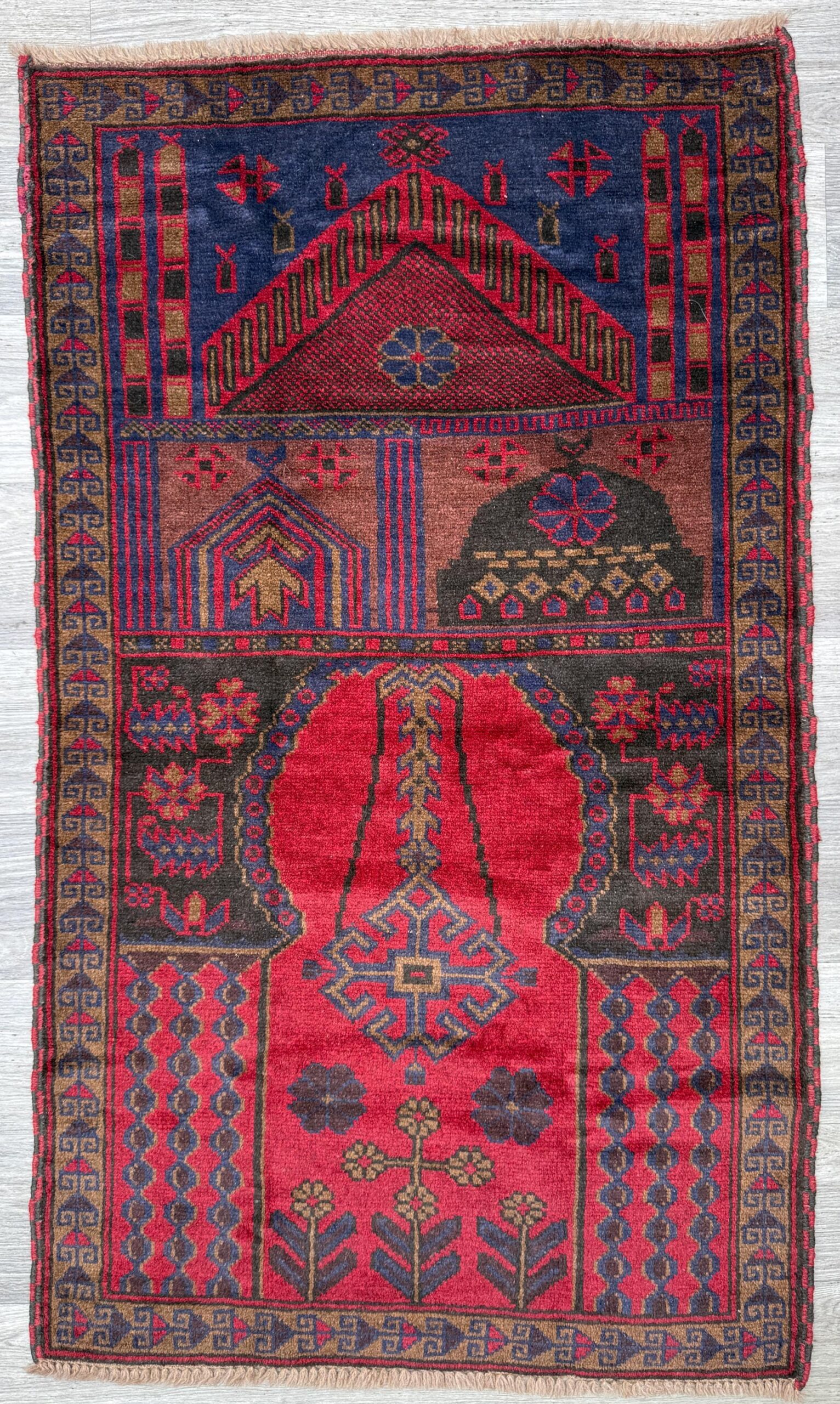 Vintage Afghan Taimani Balouch Wool Rug: 3×5 Ft, Hand-Knotted Tribal Area Accent