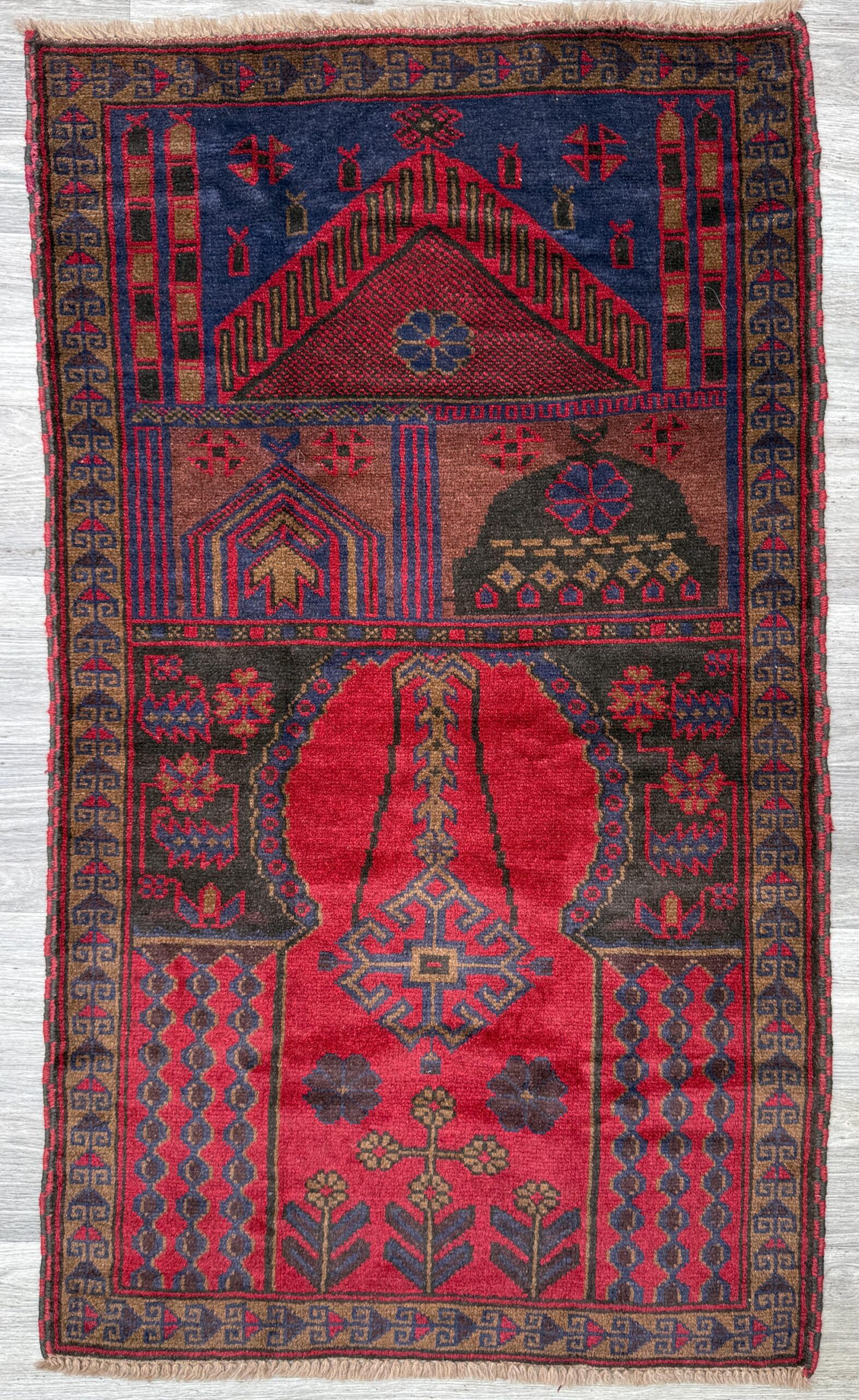 Vintage Afghan Taimani Balouch Wool Rug: 3×5 Ft, Hand-Knotted Tribal Area Accent