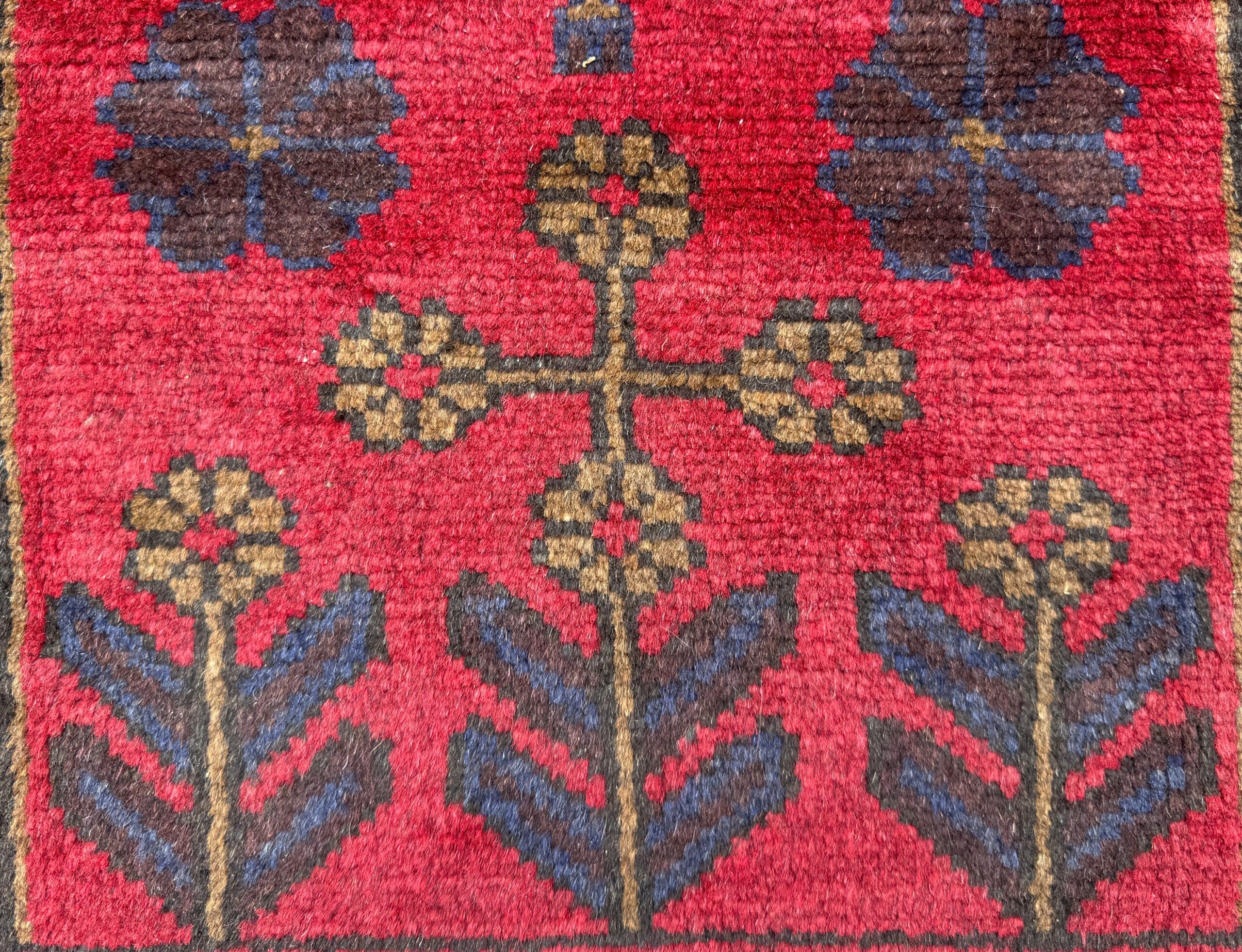 Vintage Afghan Taimani Balouch Wool Rug: 3×5 Ft, Hand-Knotted Tribal Area Accent