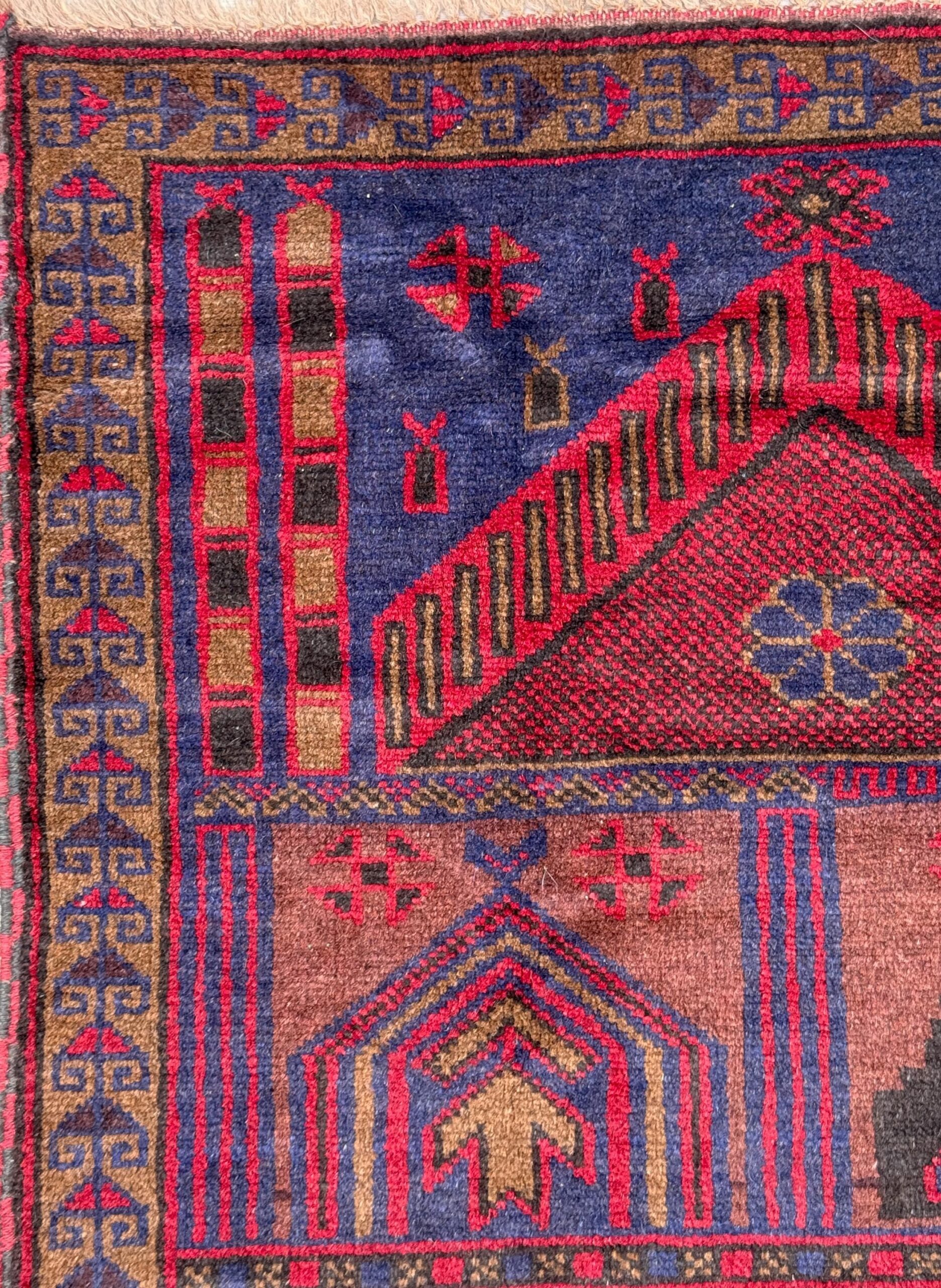 Vintage Afghan Taimani Balouch Wool Rug: 3×5 Ft, Hand-Knotted Tribal Area Accent