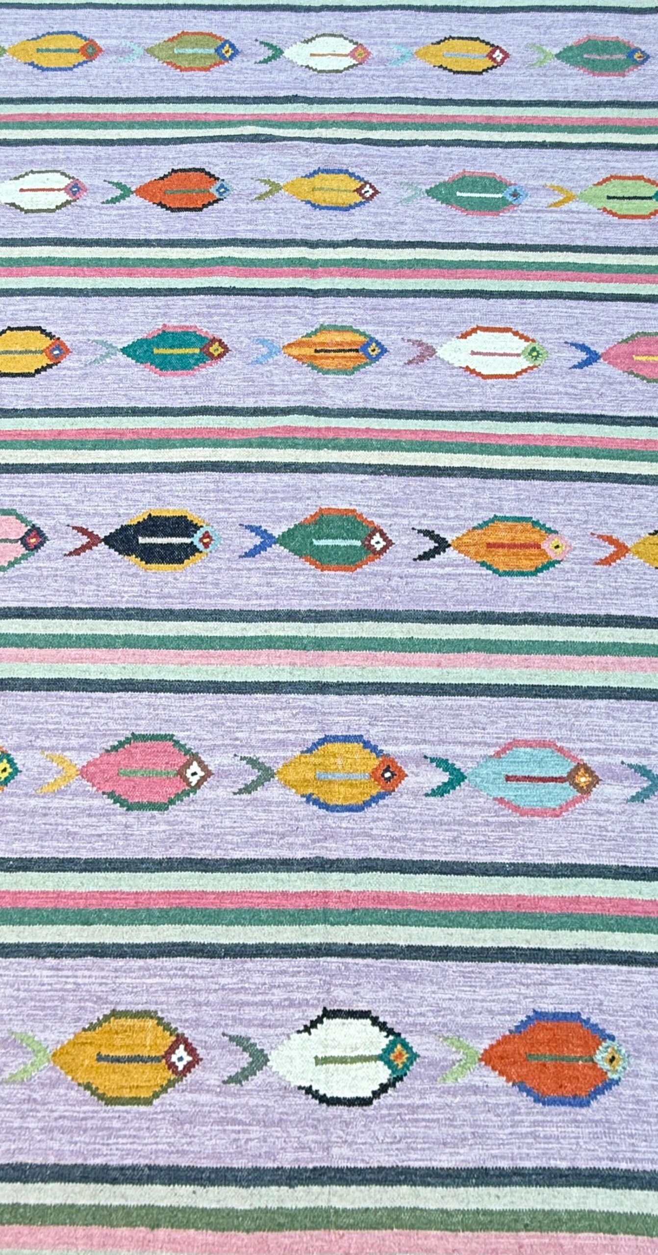 Modern Anatolian Kilim 6×9, Flatweave Wool Fish Design, Handmade Geometric Boho Area Rug